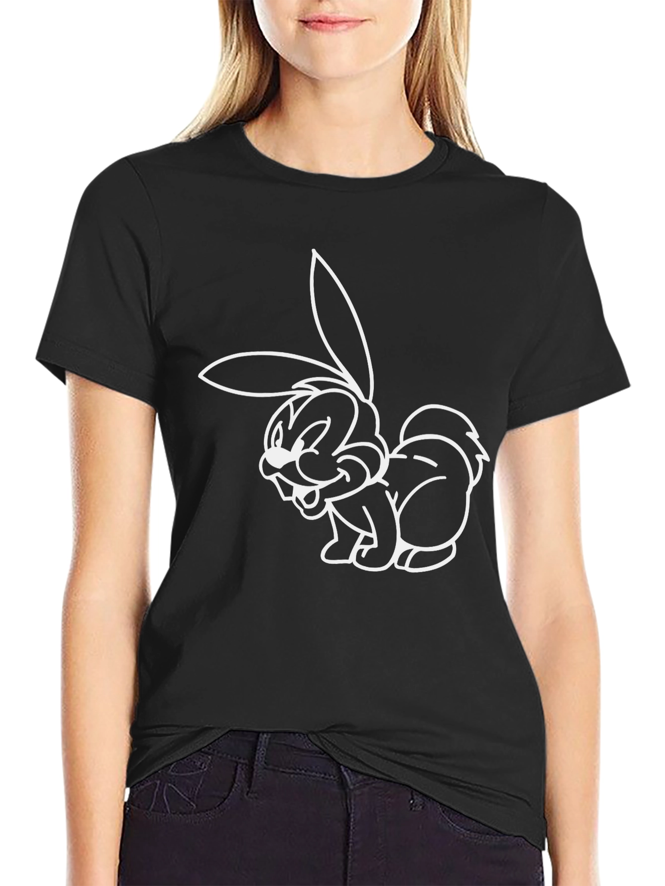 Funny Cartoon Bunny Graphic T-Shirt