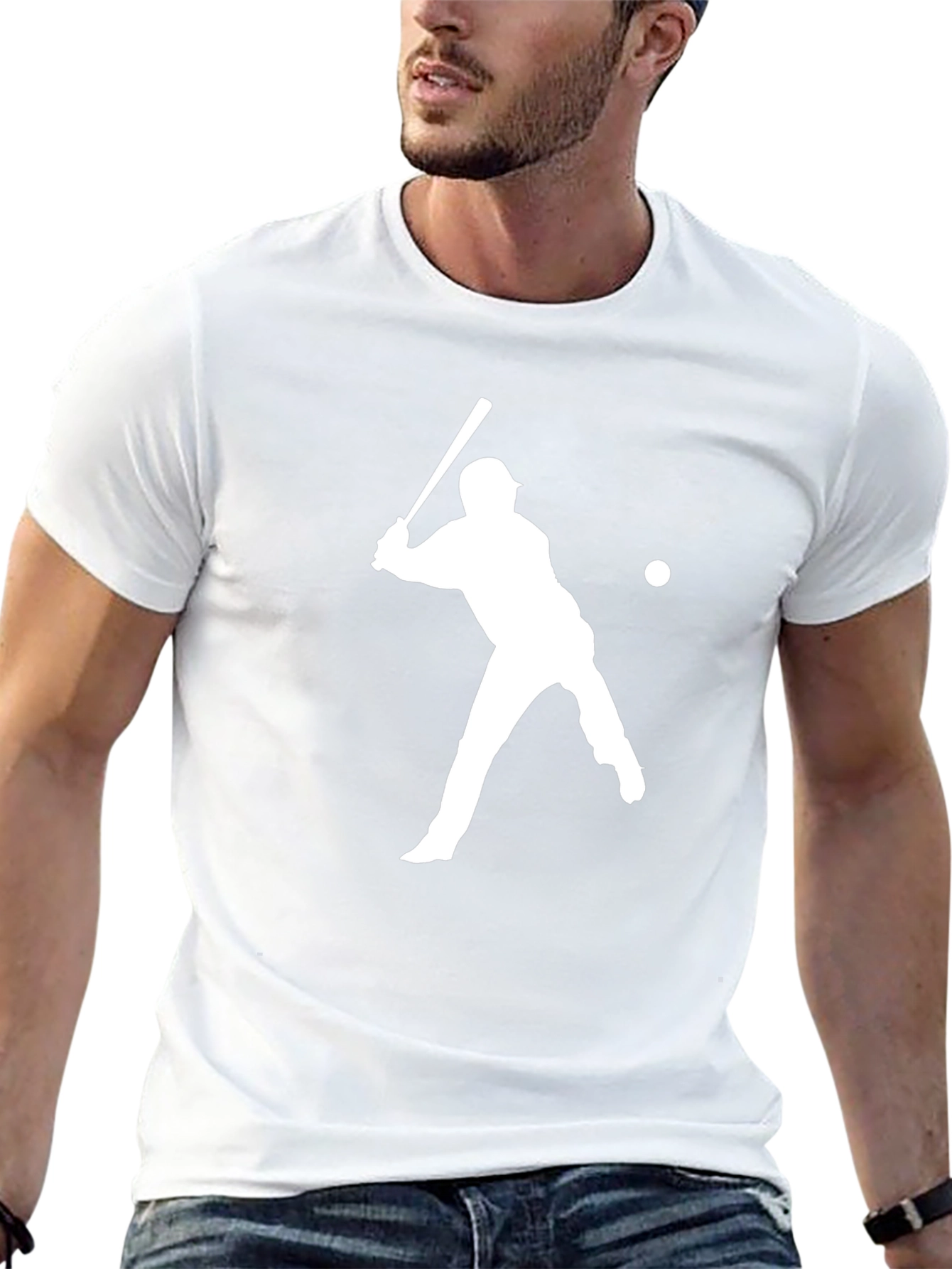 Baseball Silhouette T-Shirt - Black Cotton Tee