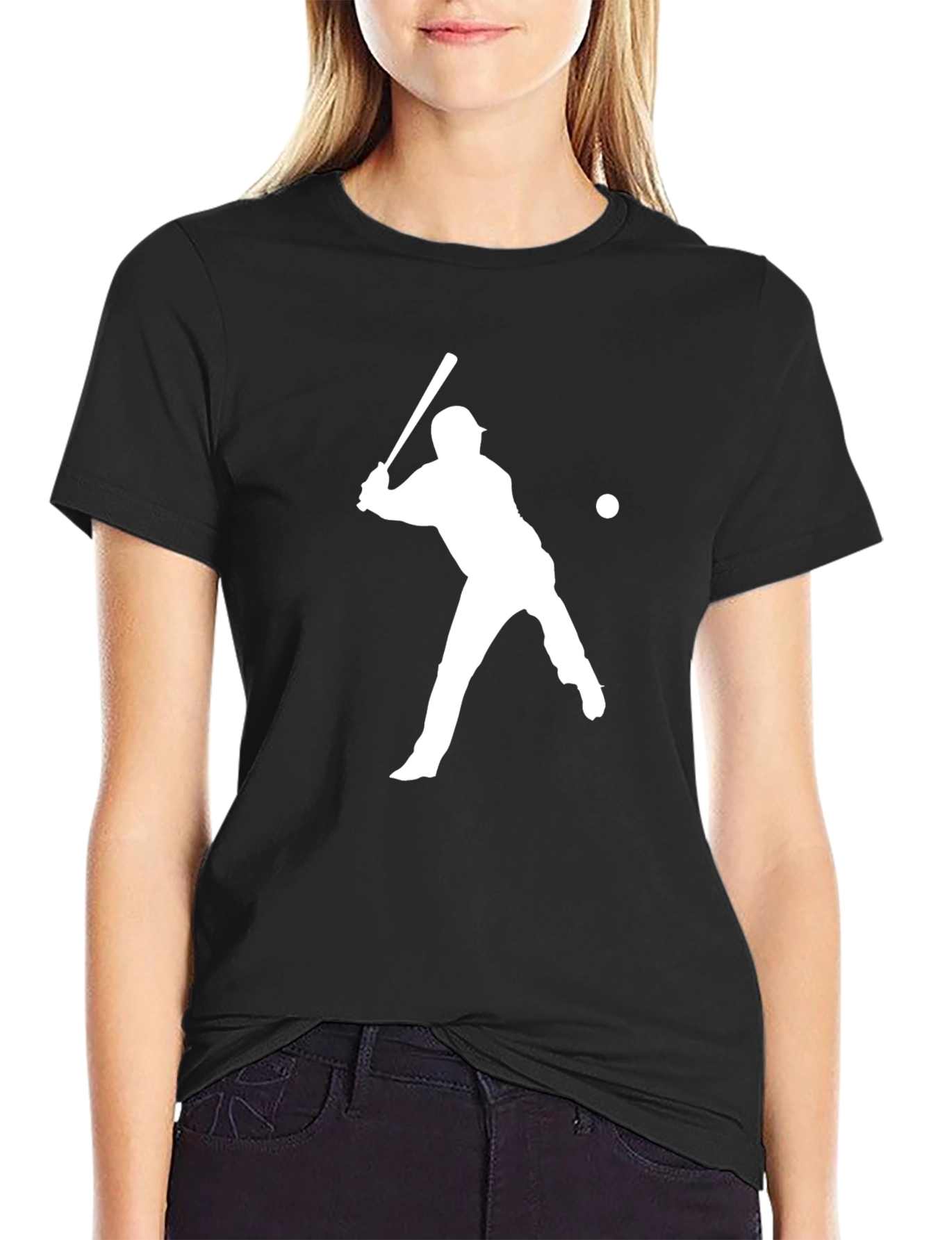 Baseball Silhouette T-Shirt - Black Cotton Tee