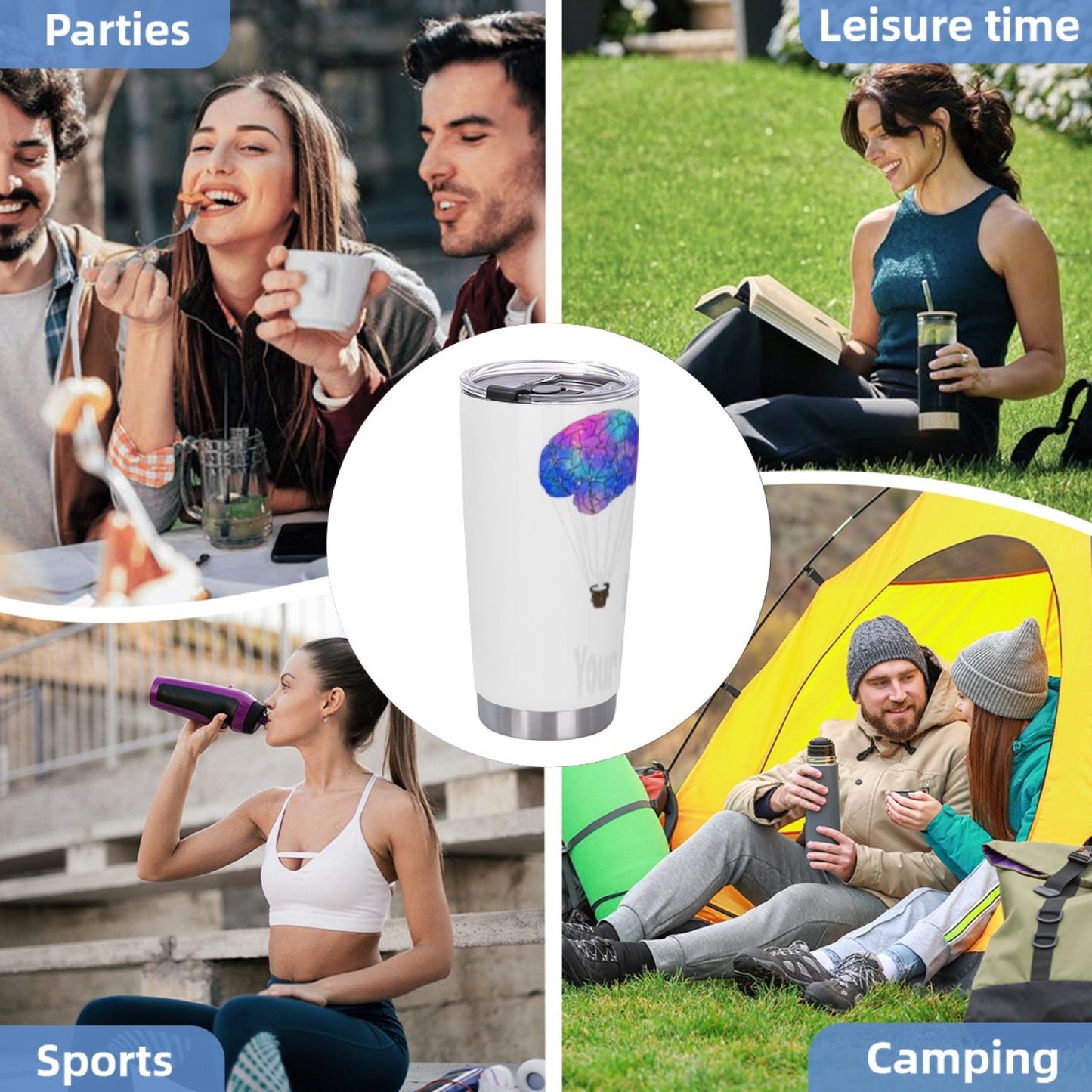 Travel-Friendly Insulated Tumbler - Stainless Steel Graphic Design Cup