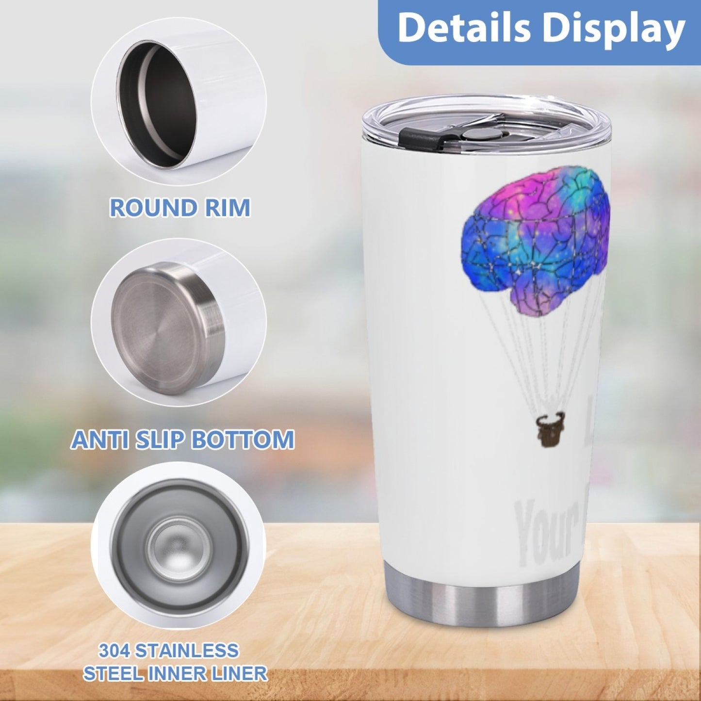 Travel-Friendly Insulated Tumbler - Stainless Steel Graphic Design Cup
