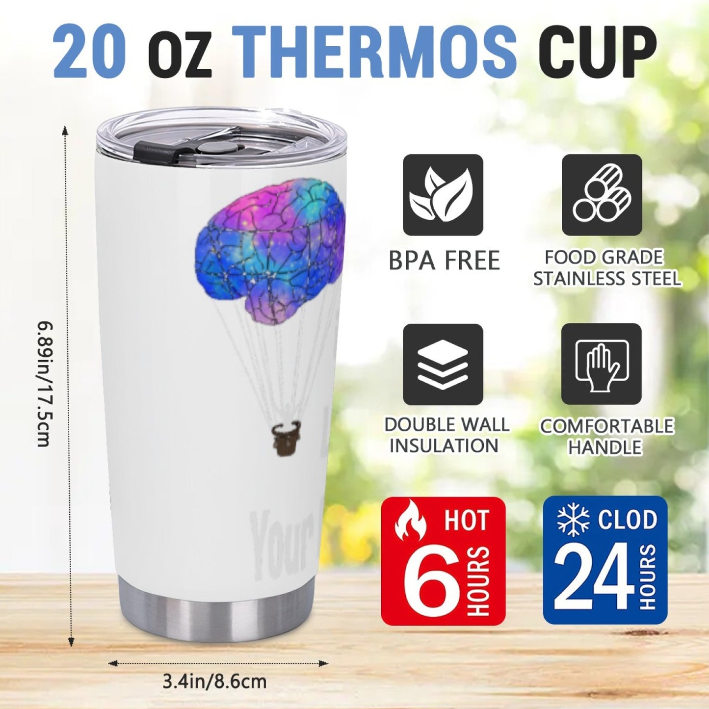 Travel-Friendly Insulated Tumbler - Stainless Steel Graphic Design Cup