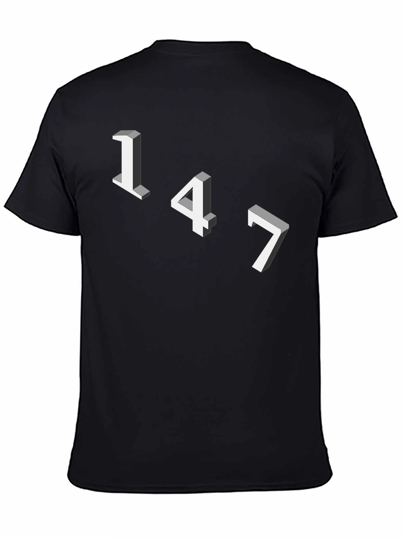 Geometric Number Tee - 147 Graphic Black T-Shirt