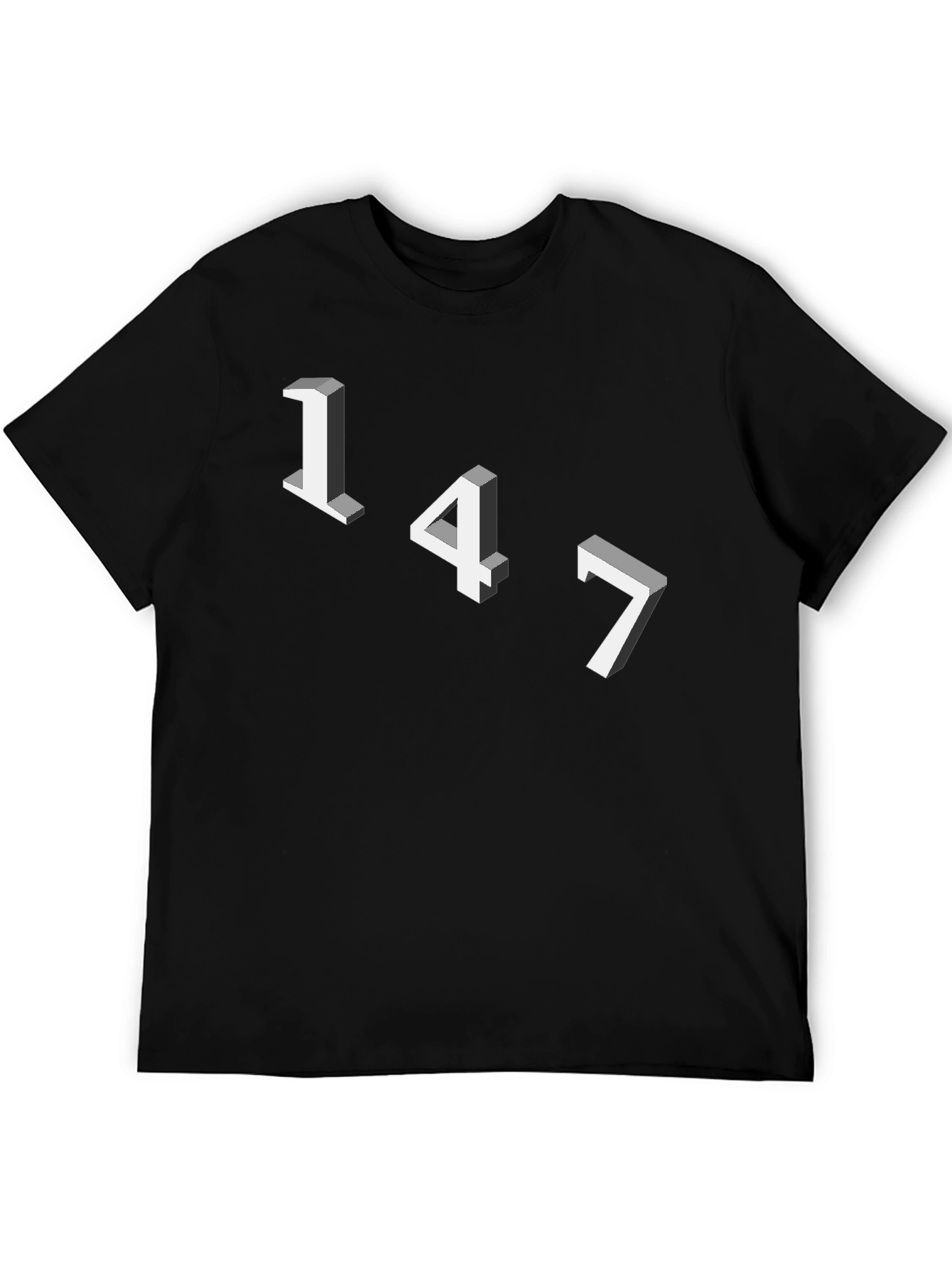 Geometric Number Tee - 147 Graphic Black T-Shirt