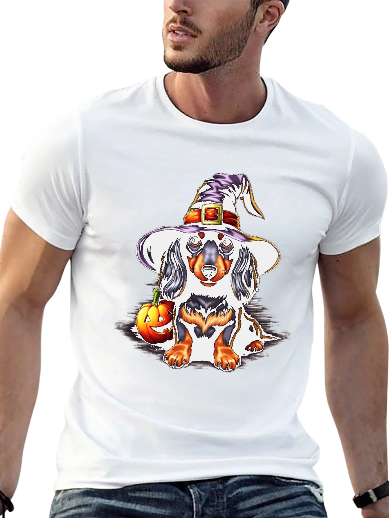 Halloween Dachshund Witch T-Shirt