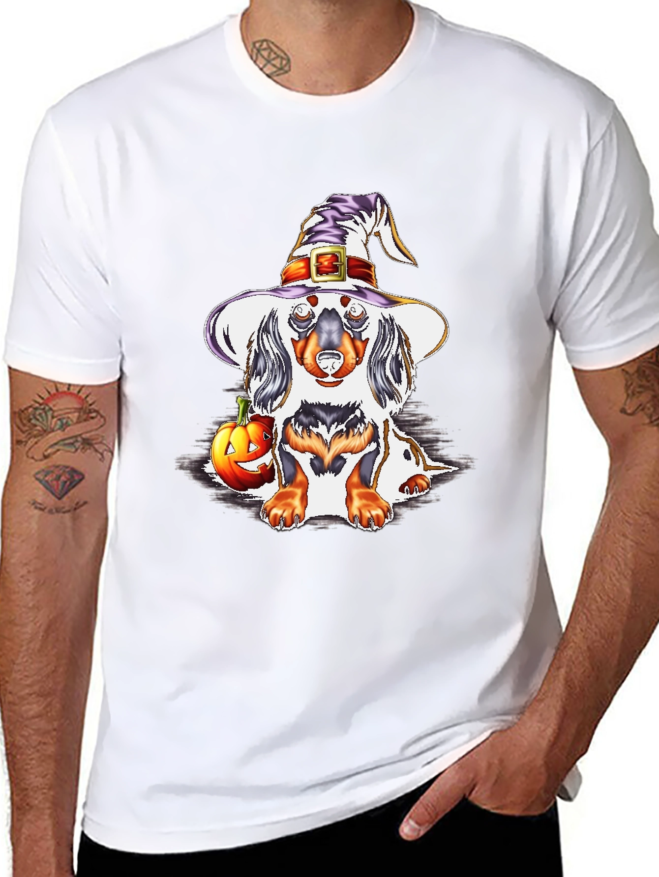 Halloween Dachshund Witch T-Shirt