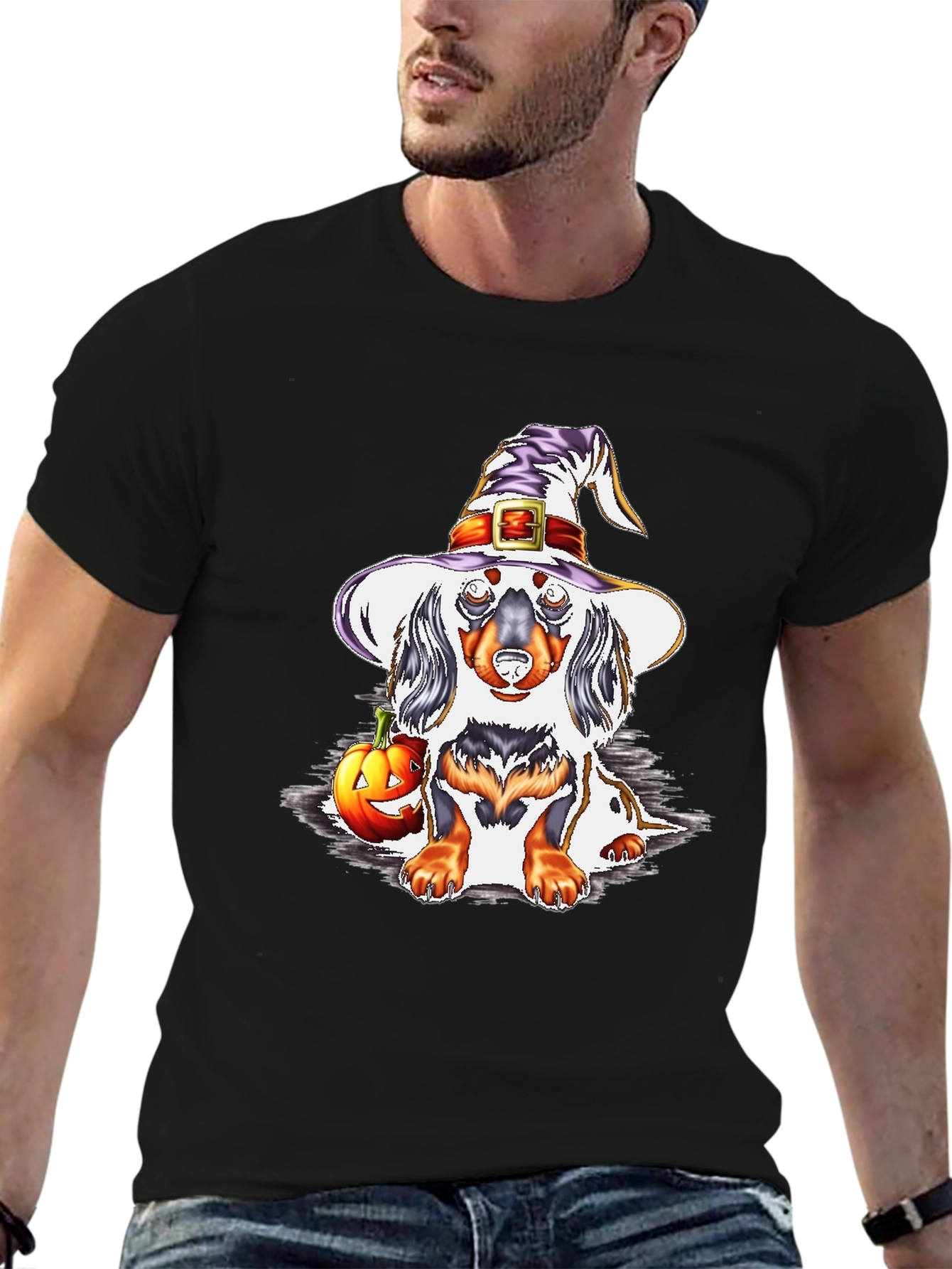 Halloween Dachshund Witch T-Shirt