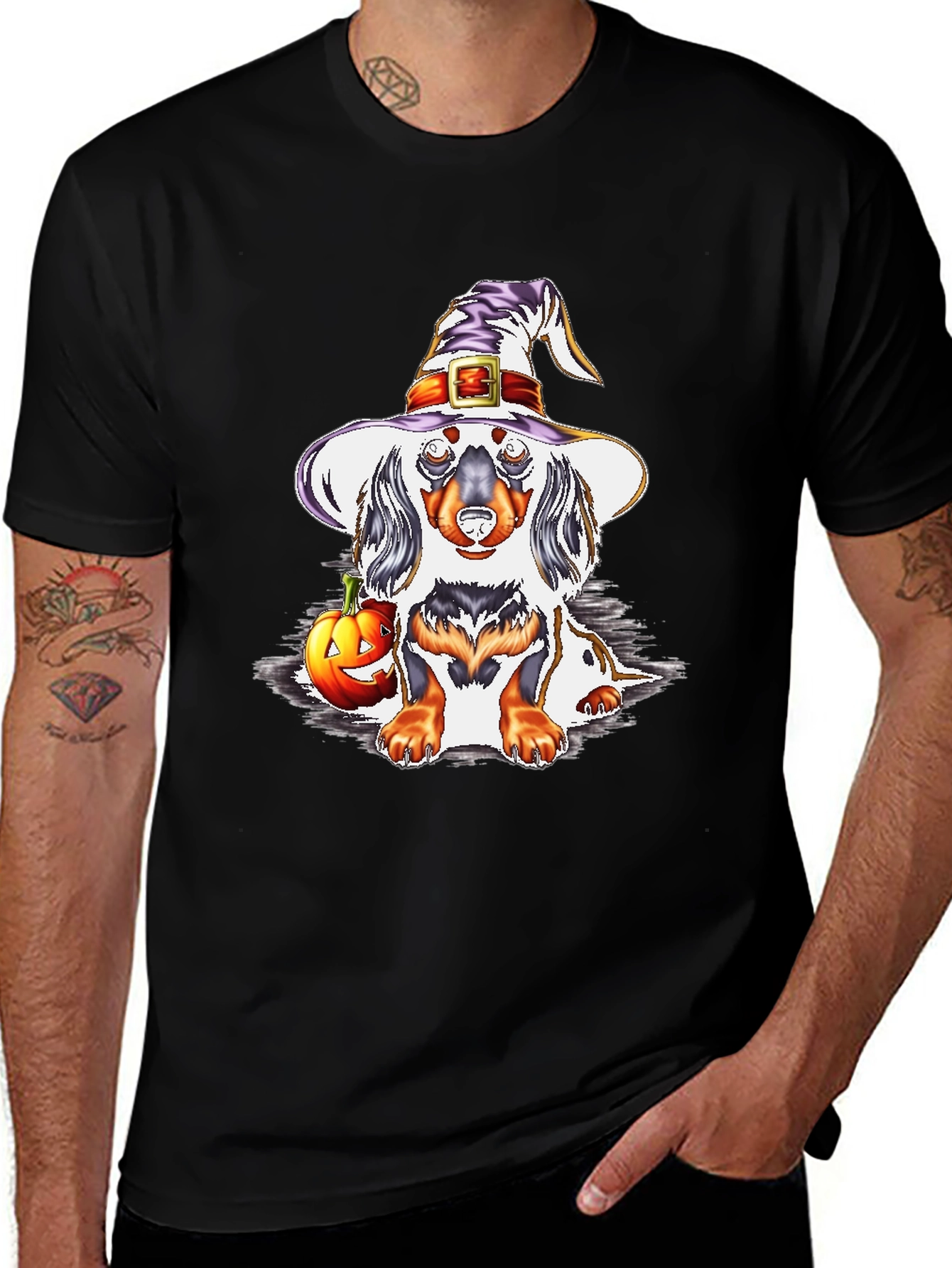 Halloween Dachshund Witch T-Shirt