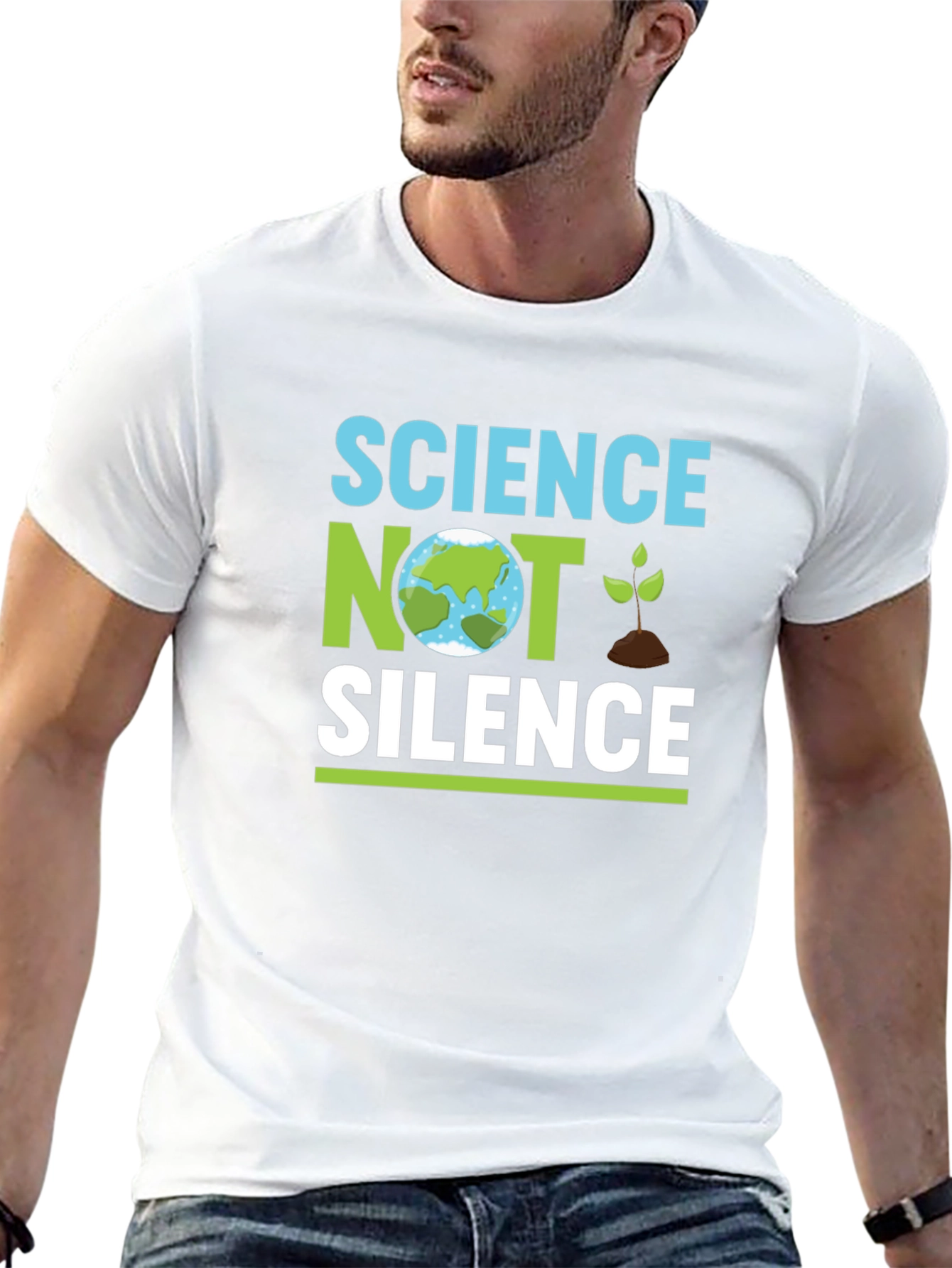 Science Not Silence Black T-Shirt Earth Graphic Tee
