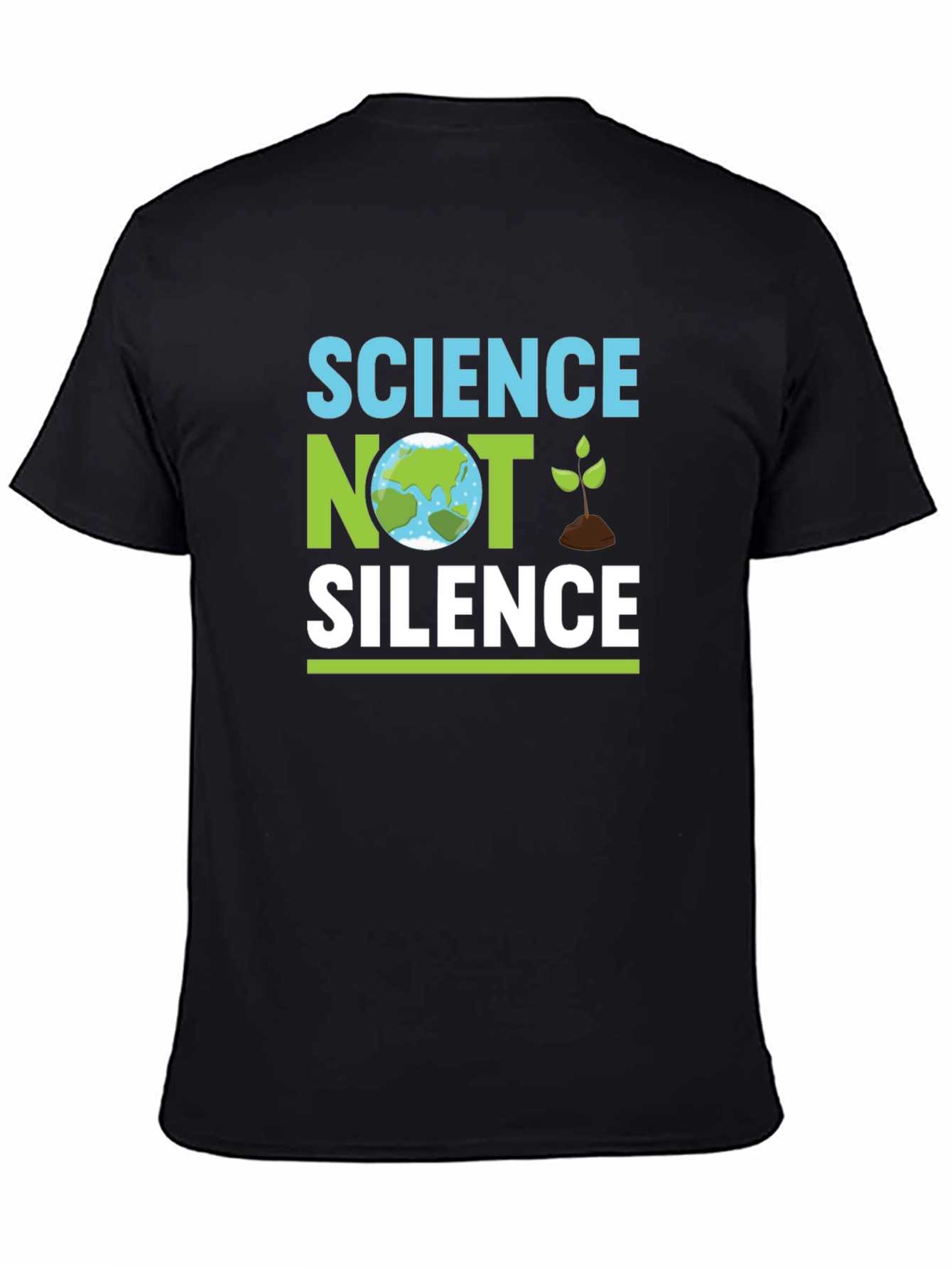 Science Not Silence Black T-Shirt Earth Graphic Tee