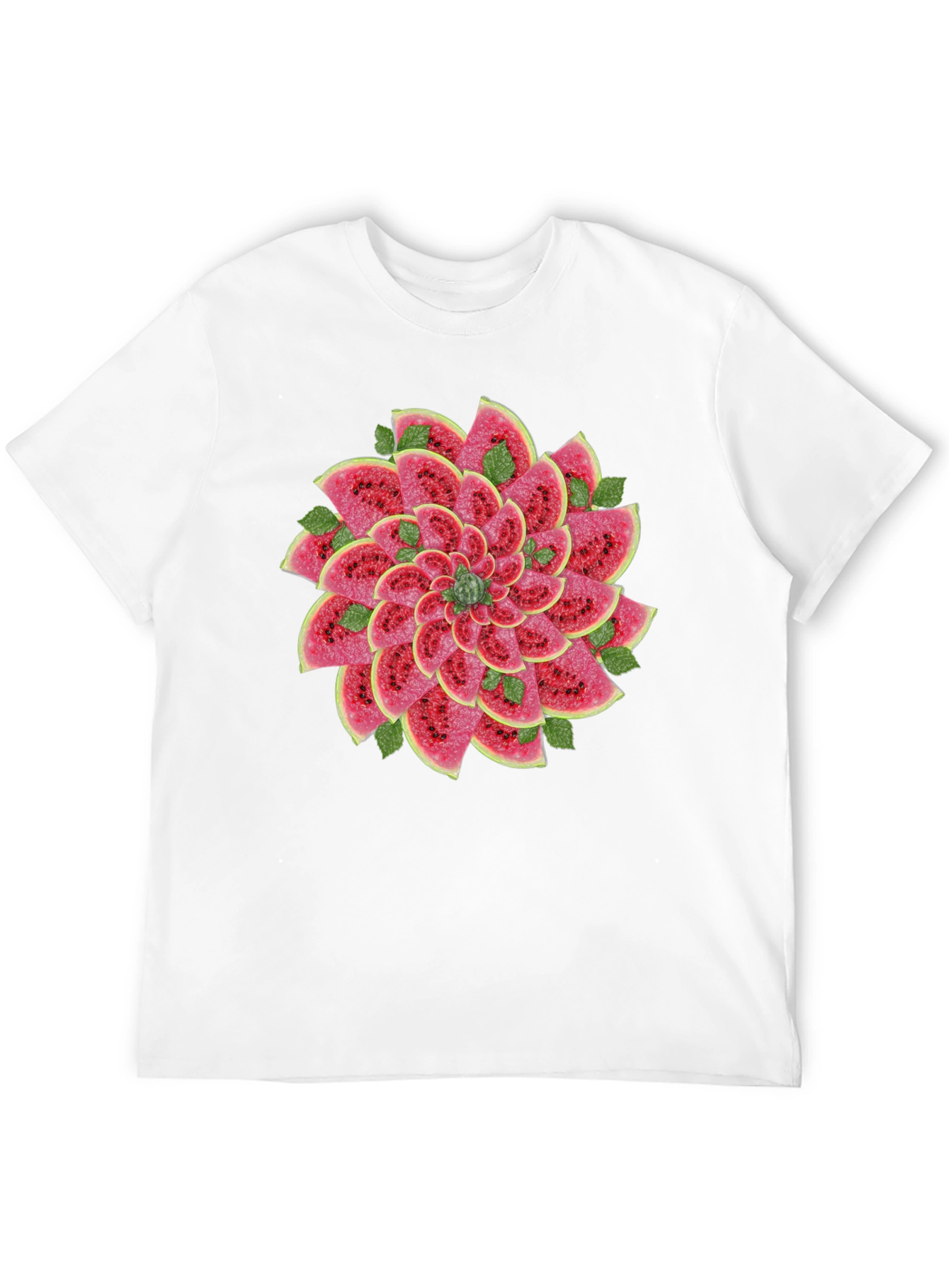 Watermelon Slice Flower Graphic Black T-Shirt