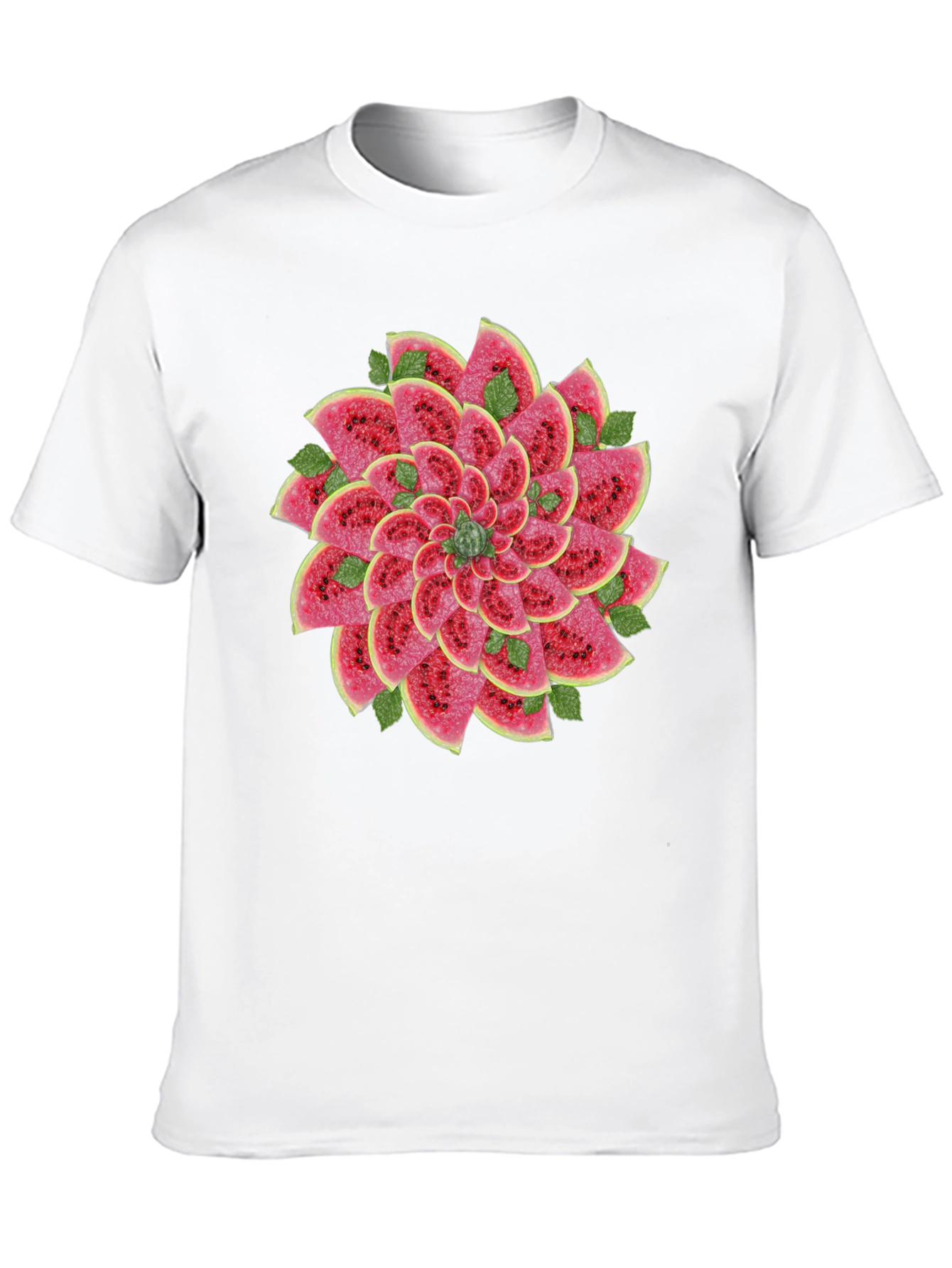 Watermelon Slice Flower Graphic Black T-Shirt