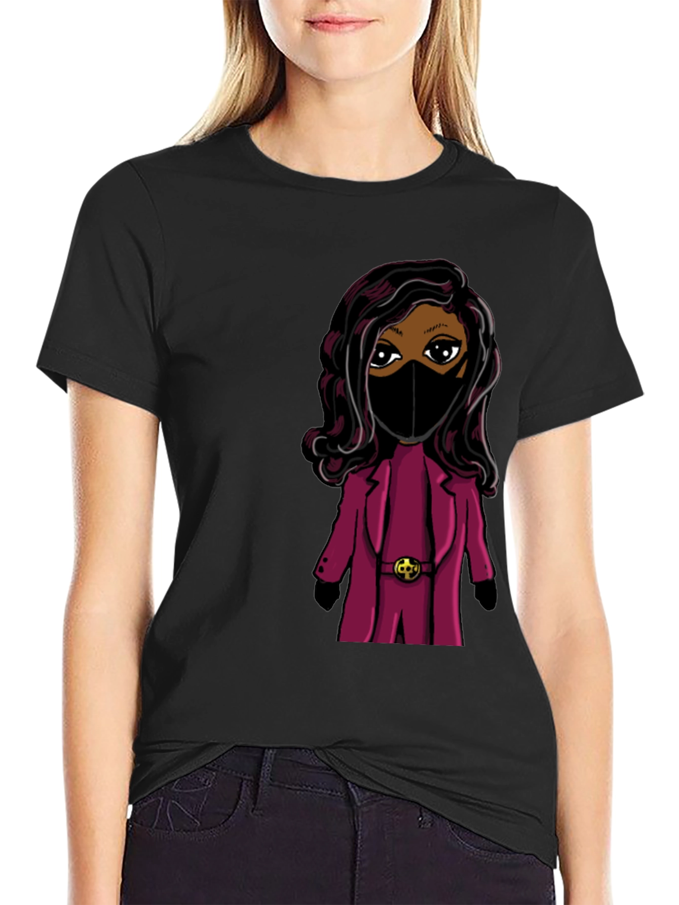 Stylish Cartoon Graphic T-Shirt - Black