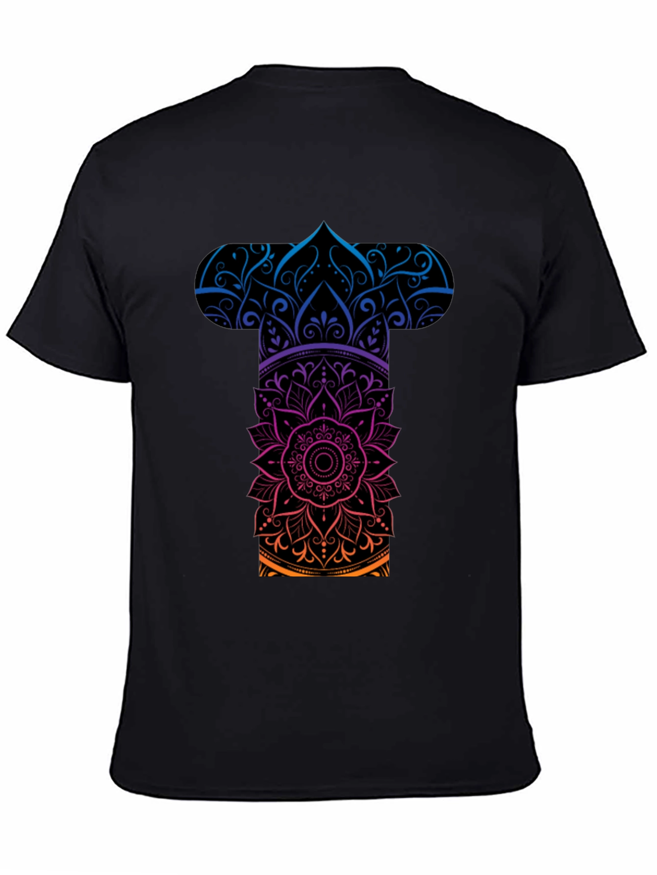 Mens Mandala Graphic Tee - Gradient Black T-Shirt