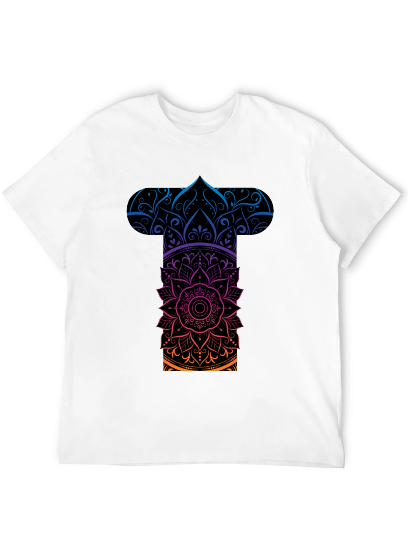 Mens Mandala Graphic Tee - Gradient Black T-Shirt