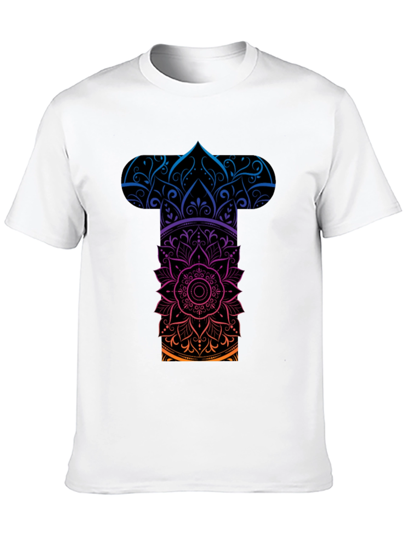 Mens Mandala Graphic Tee - Gradient Black T-Shirt