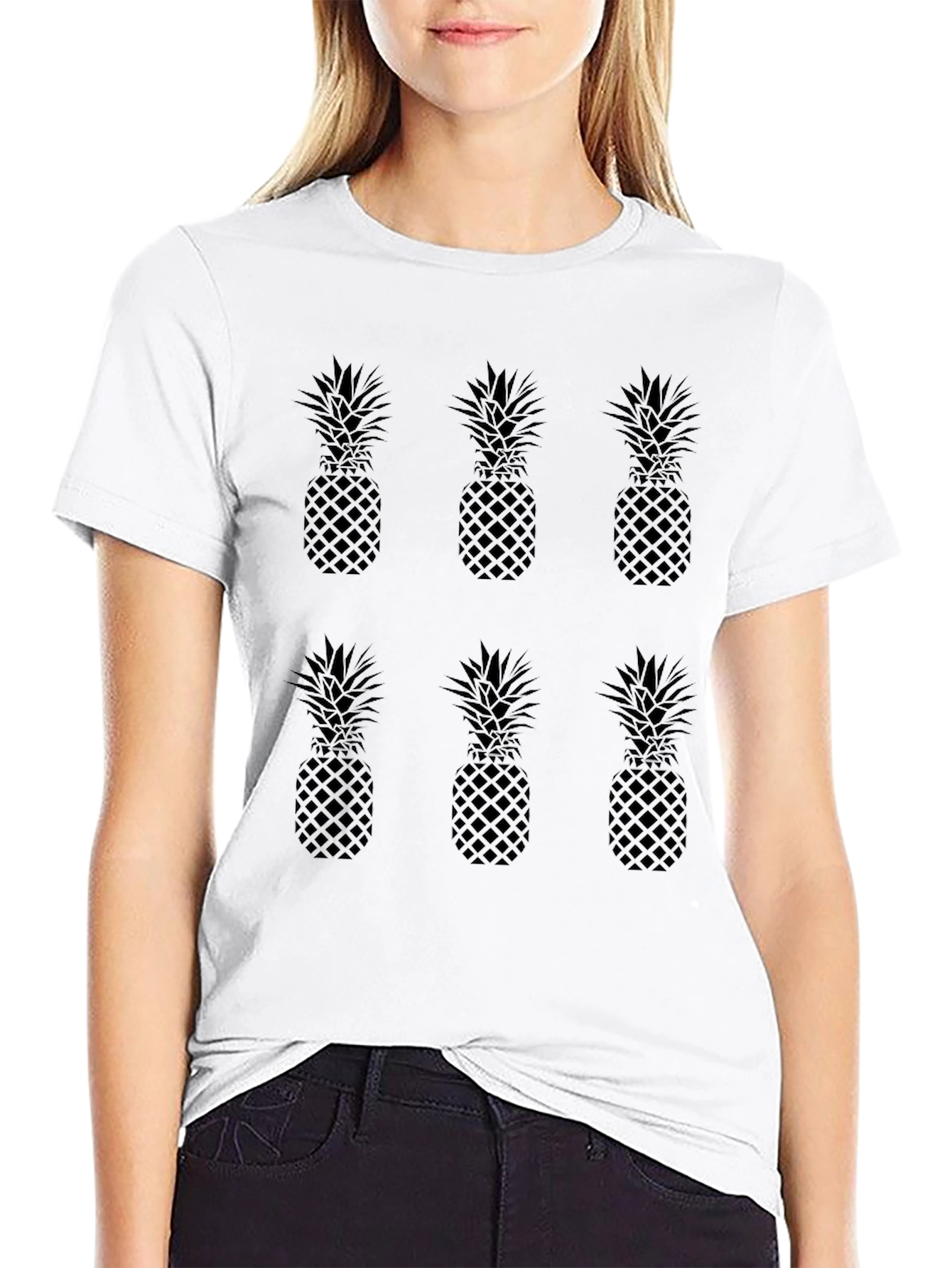 Pineapple Pattern Crewneck T-Shirt