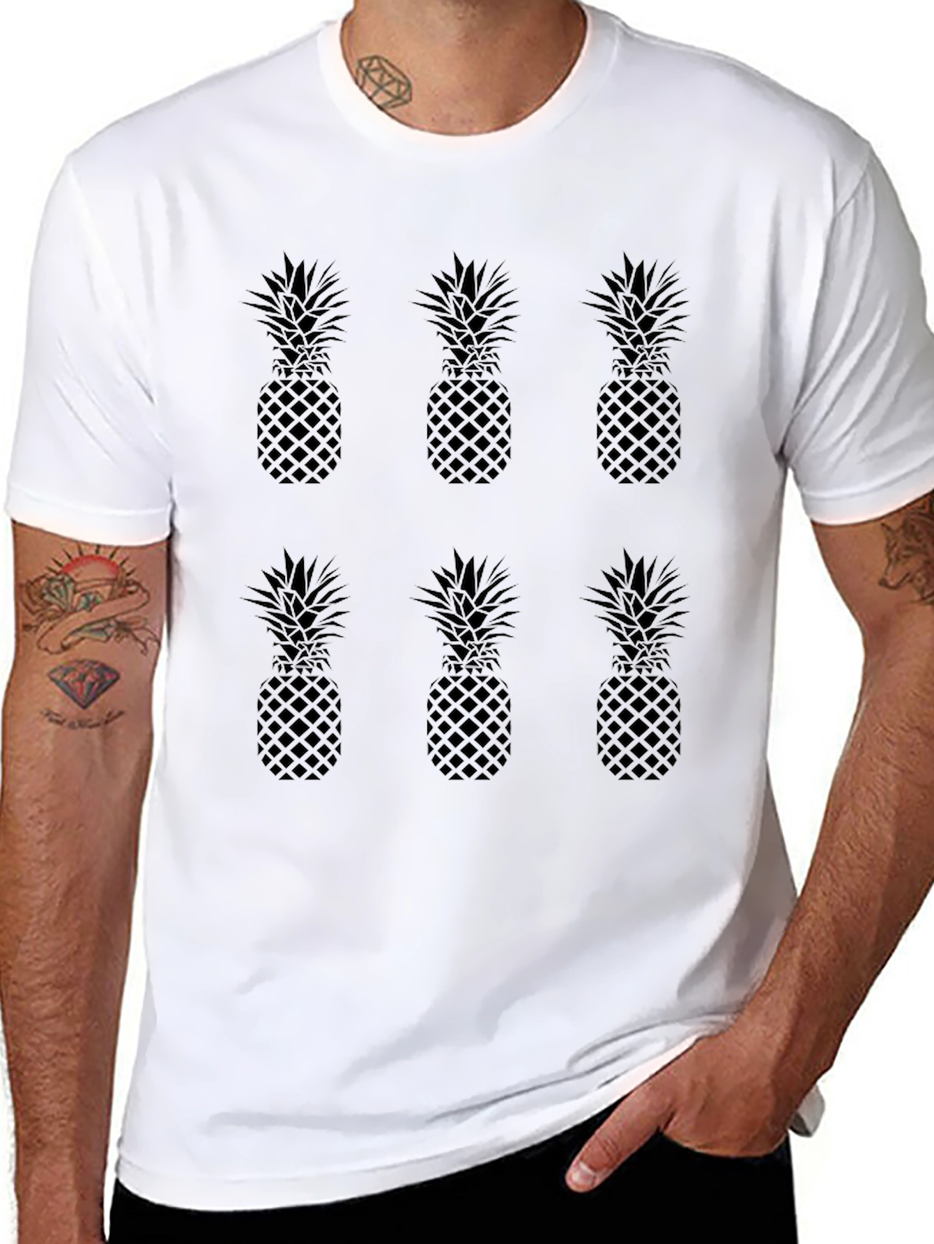 Pineapple Pattern Crewneck T-Shirt