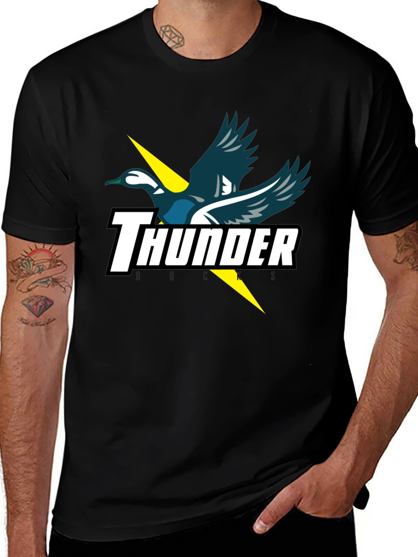 Thunder Ducks Graphic Tee - Black Cotton T-Shirt