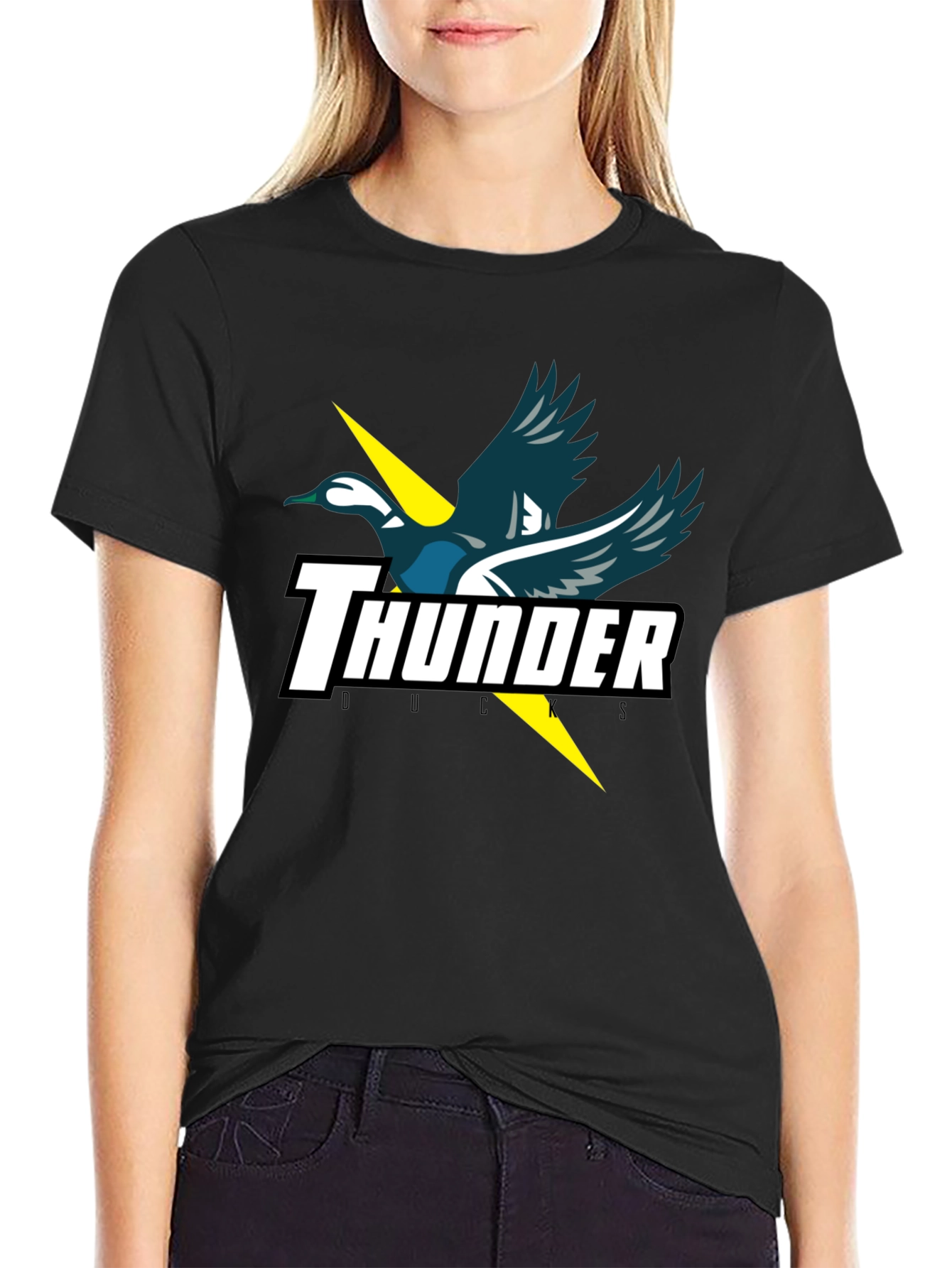 Thunder Ducks Graphic Tee - Black Cotton T-Shirt