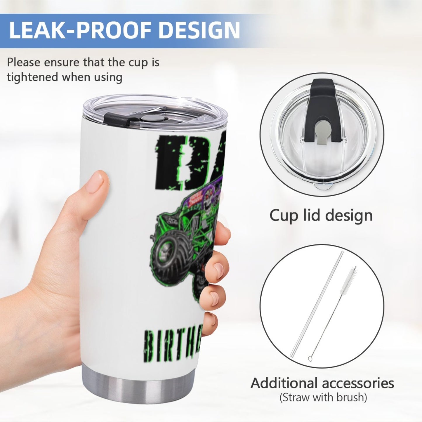 Insulated Stainless Steel Daily Tumbler - Stylish Graphic Design Drinkware