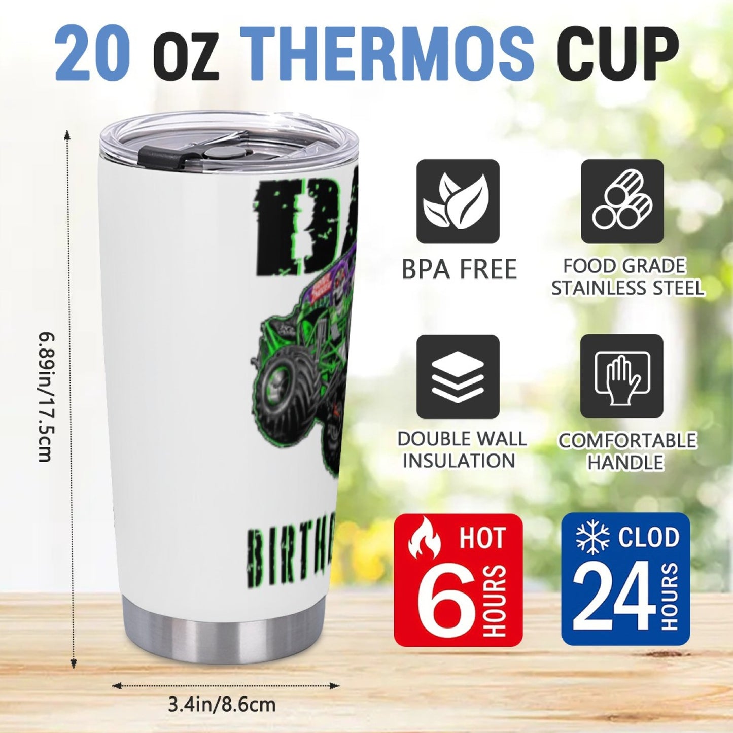 Insulated Stainless Steel Daily Tumbler - Stylish Graphic Design Drinkware