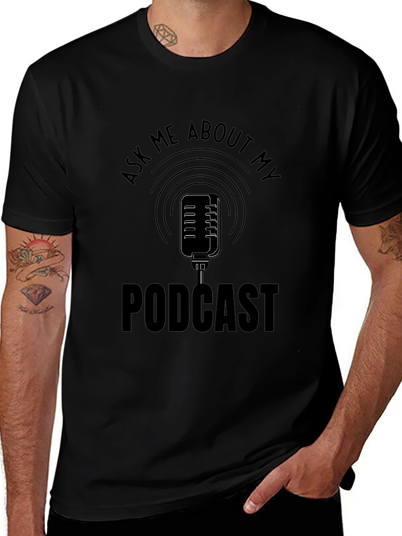 Ask Me About My Podcast Black T-Shirt