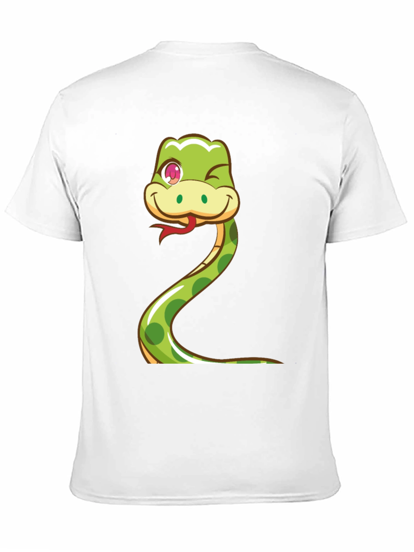 Cute Snake Cartoon Graphic Tee - Black Cotton T-Shirt