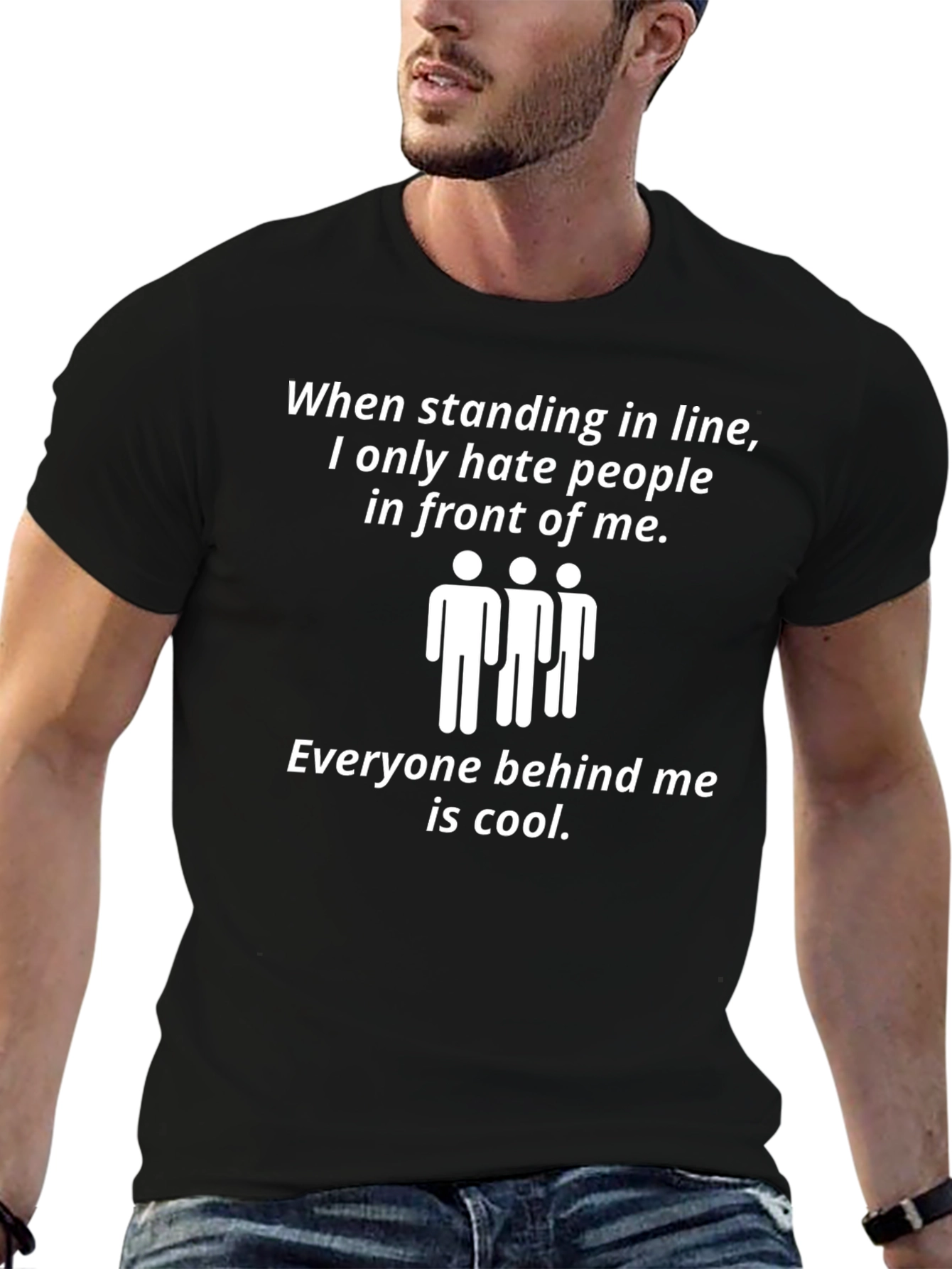 Hate People in Line Funny Black T-Shirt