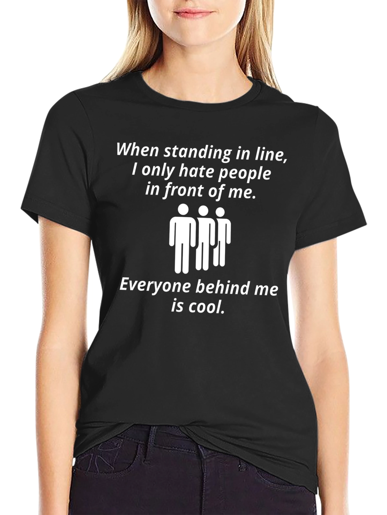 Hate People in Line Funny Black T-Shirt