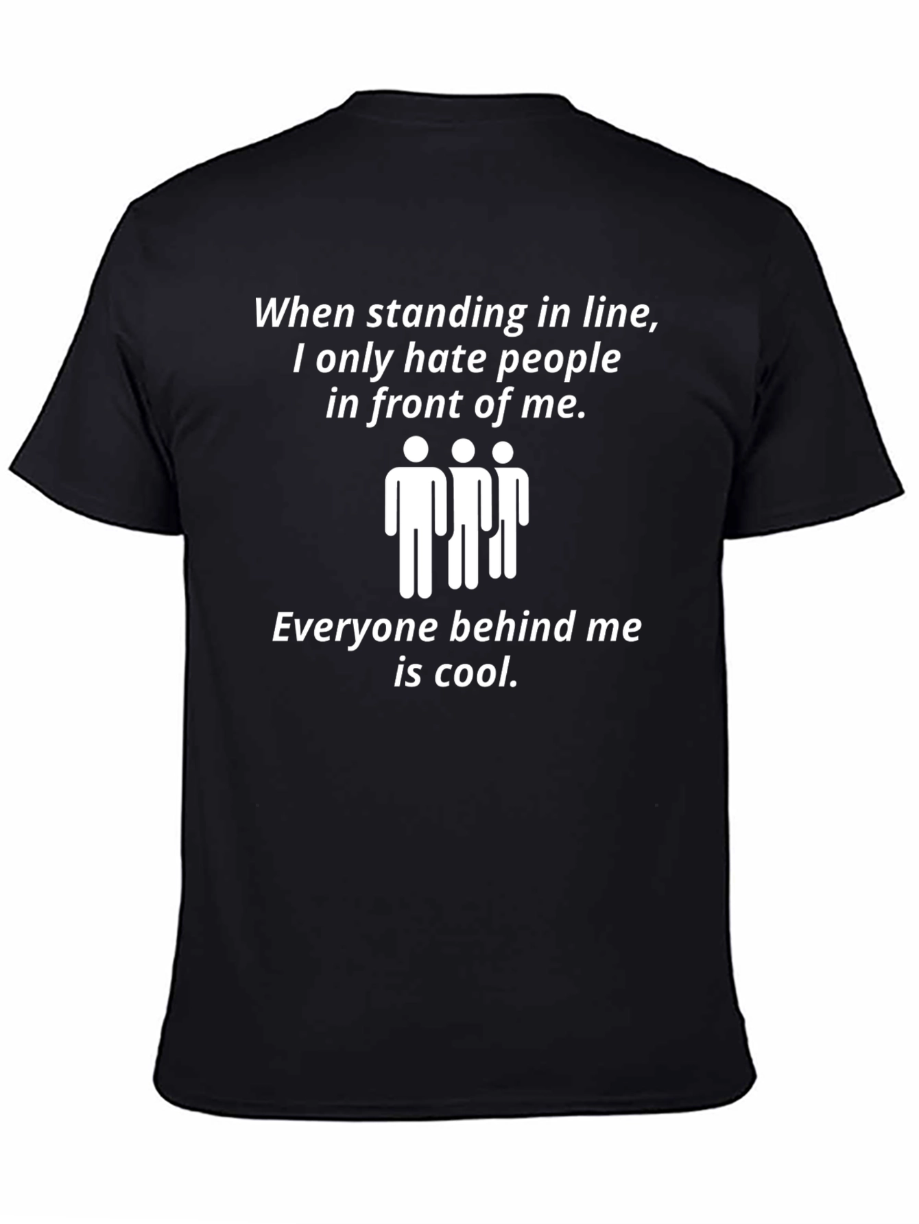 Hate People in Line Funny Black T-Shirt