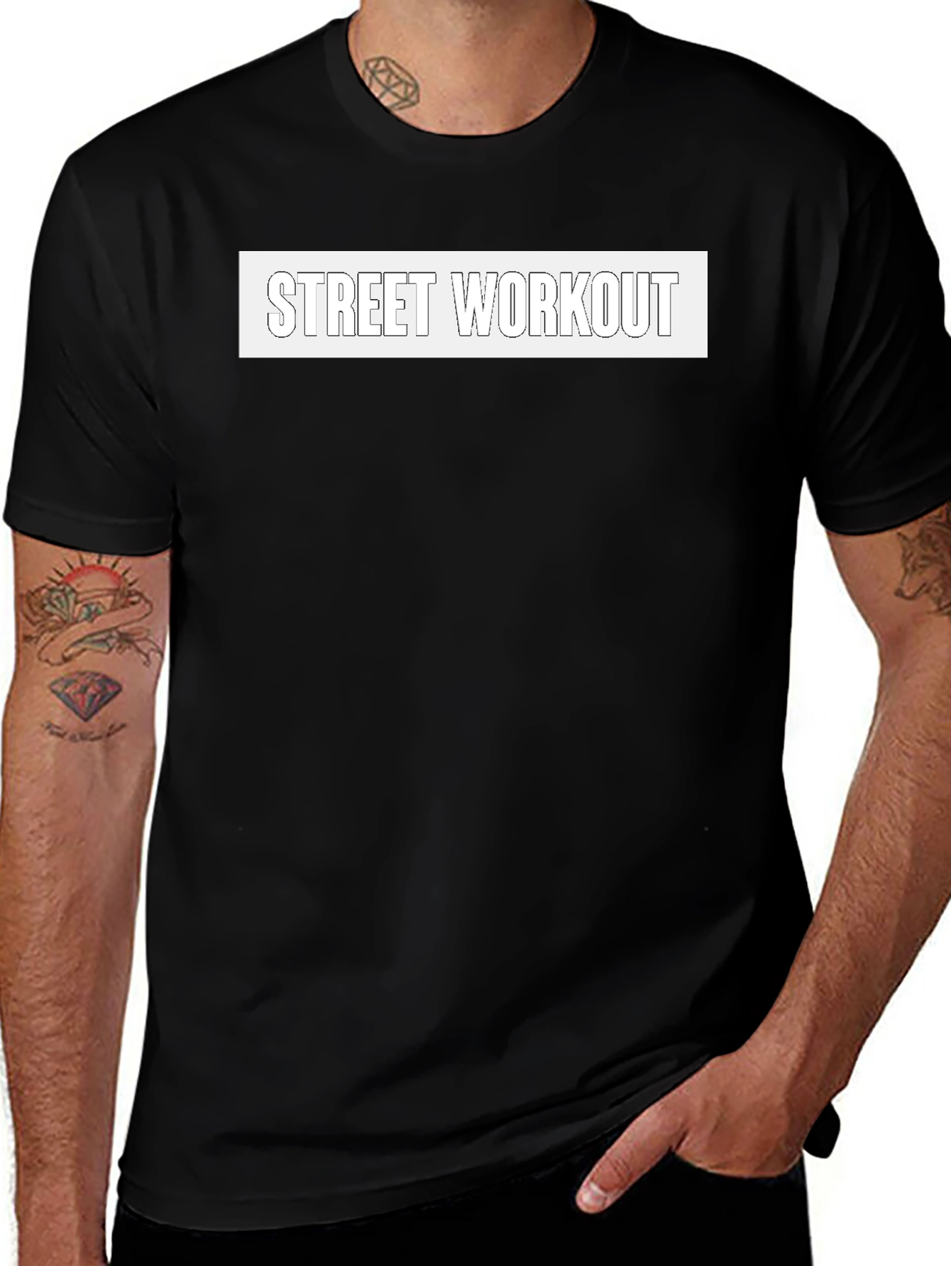 Street Workout Black Graphic Tee for Men