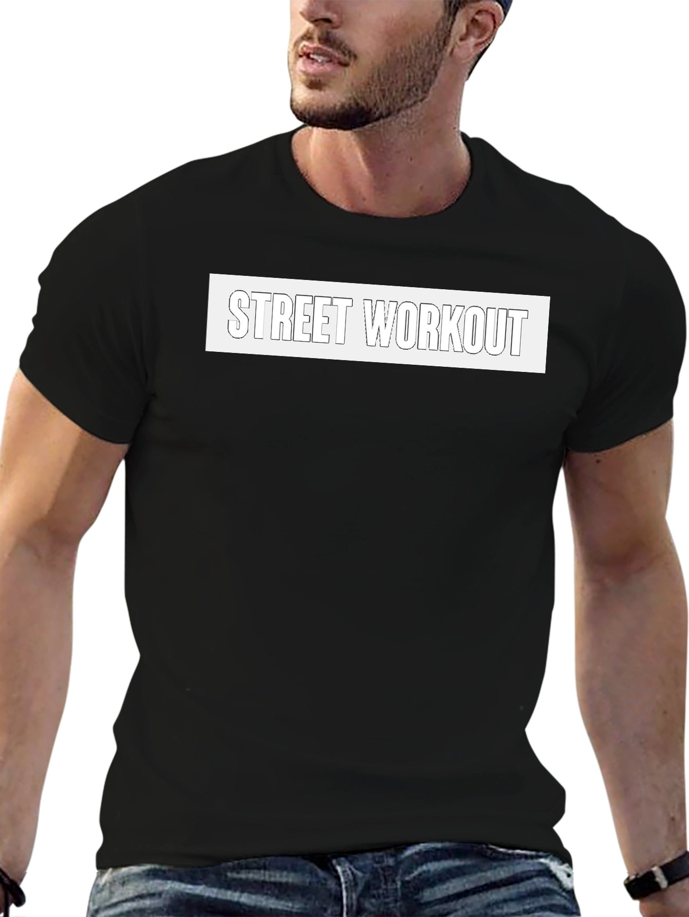 Street Workout Black Graphic Tee for Men
