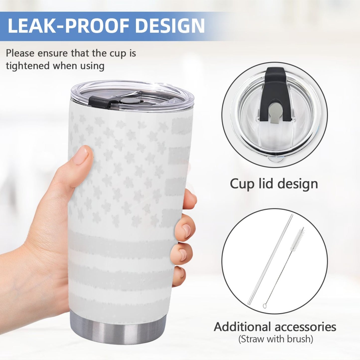 Leak-Proof Insulated Coffee Tumbler - Stainless Steel Graphic Drink Cup