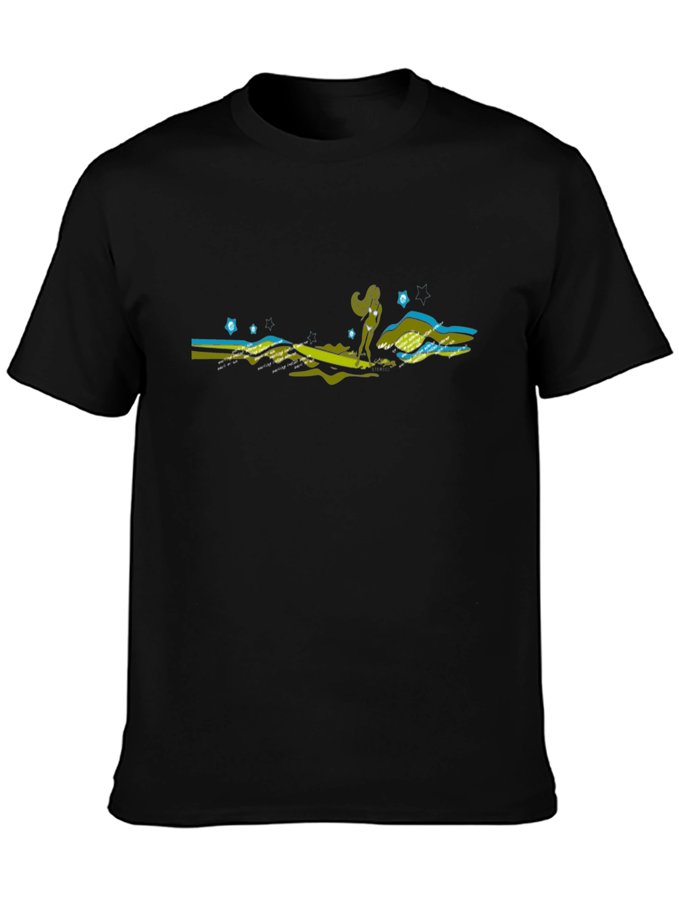 Retro Surfer Girl Graphic Tee - Black