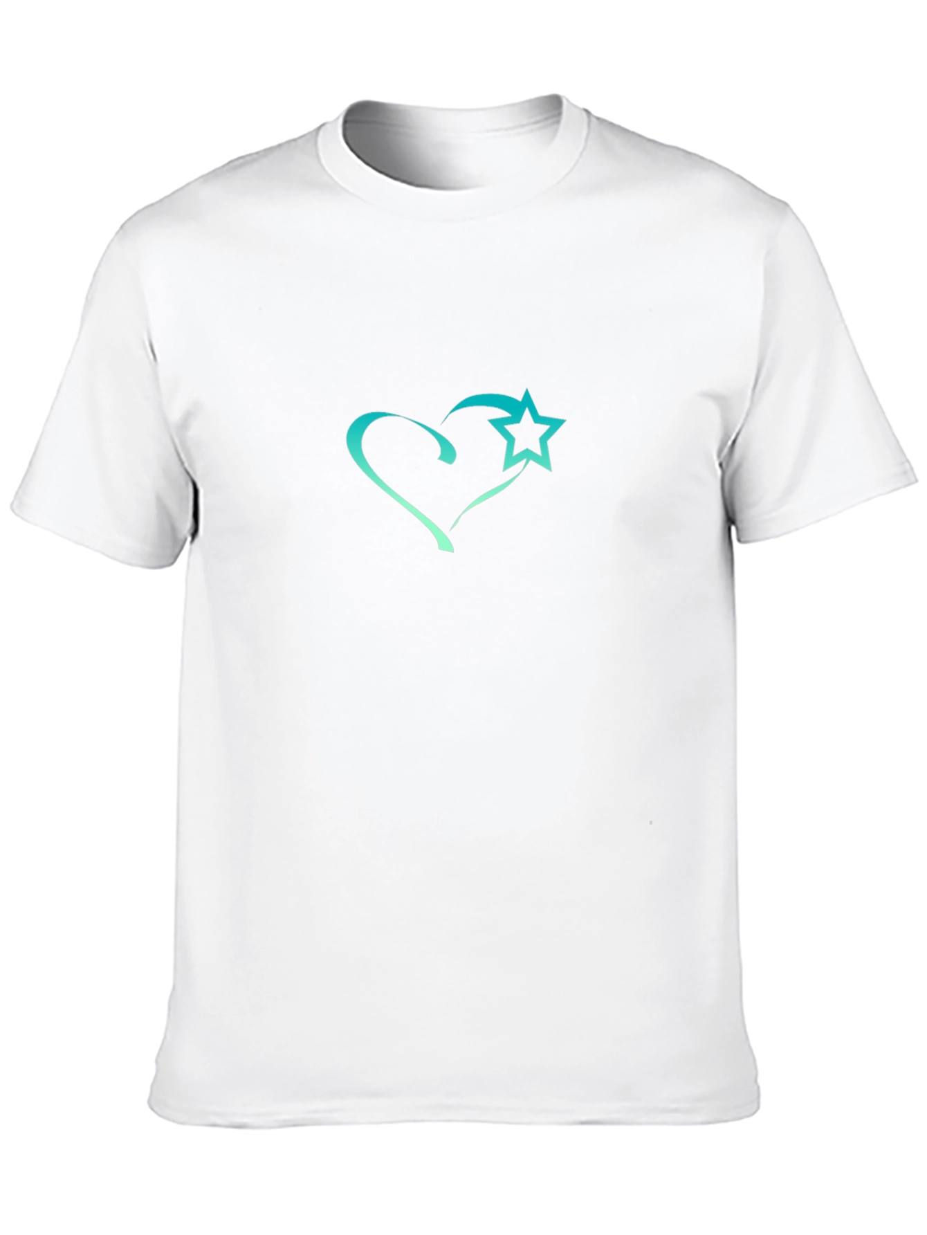 Black T-Shirt with Heart and Star Design