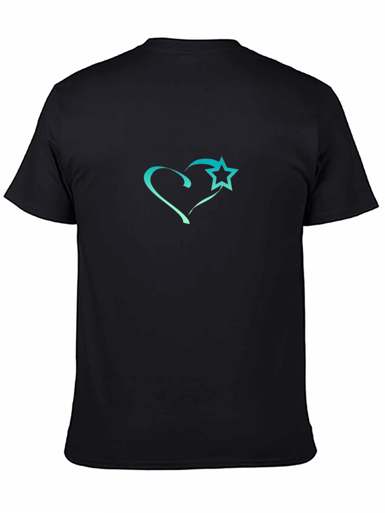 Black T-Shirt with Heart and Star Design