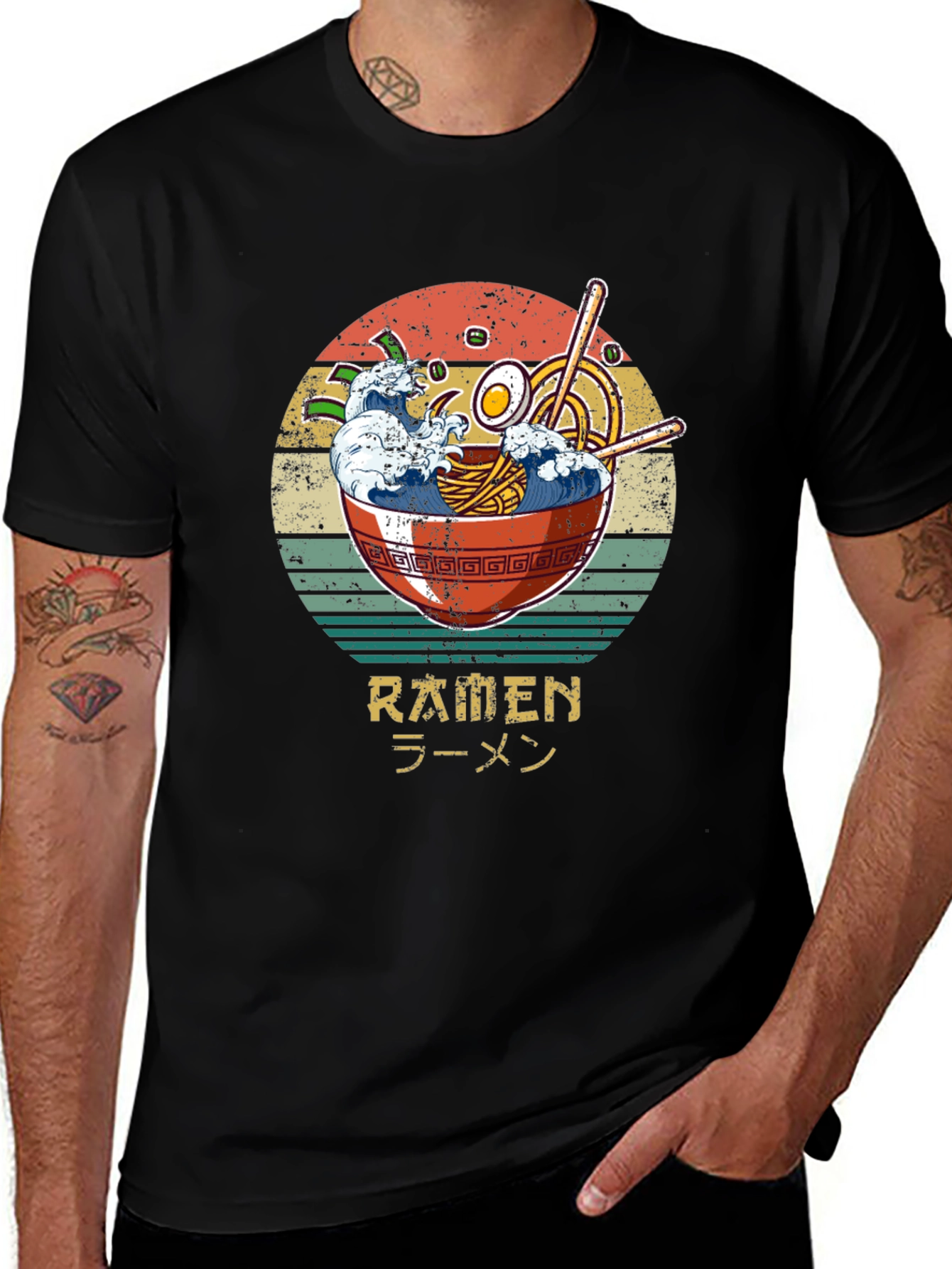 Retro Ramen T-Shirt - Wave Bowl Design