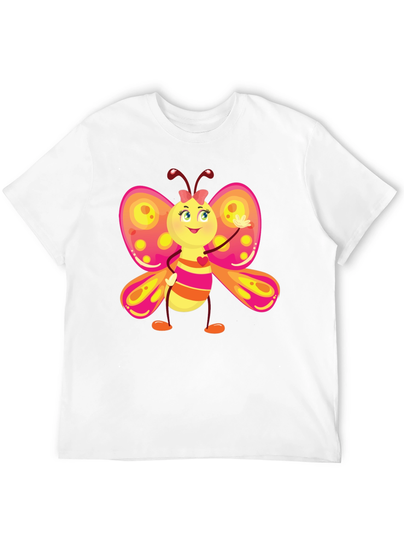 Cartoon Butterfly Graphic Black T-Shirt