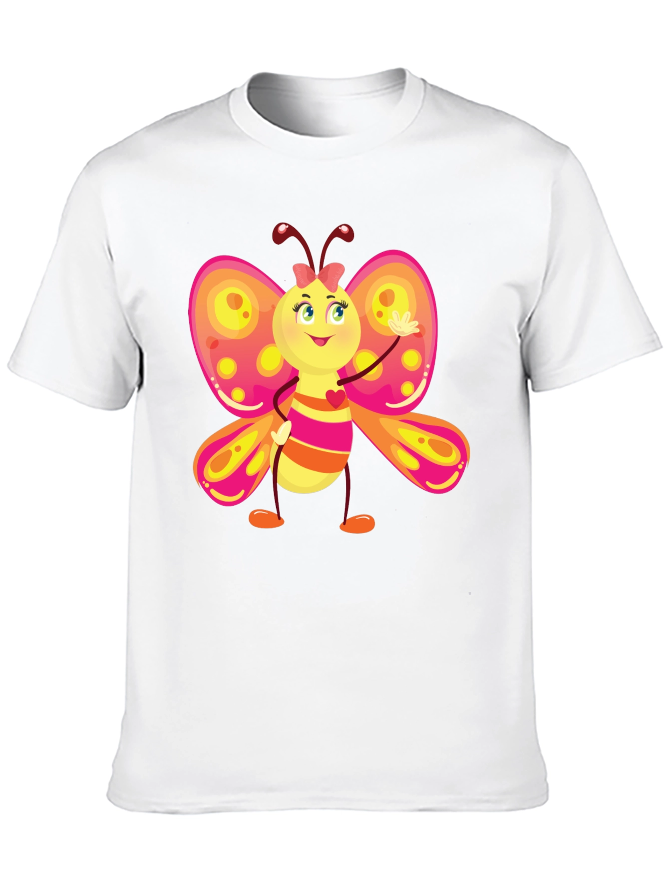 Cartoon Butterfly Graphic Black T-Shirt