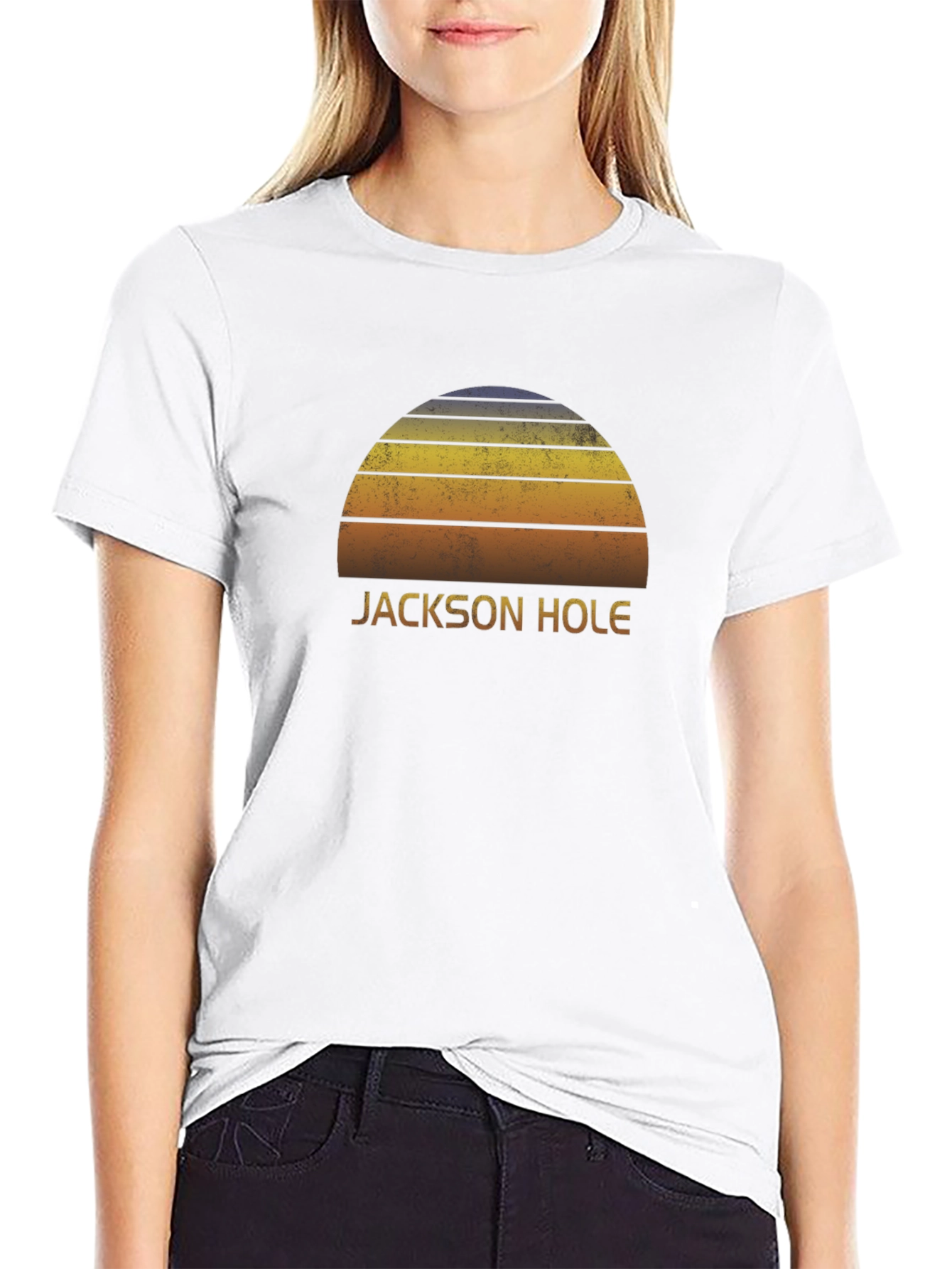 Jackson Hole Sunset Graphic T-Shirt - Retro Style