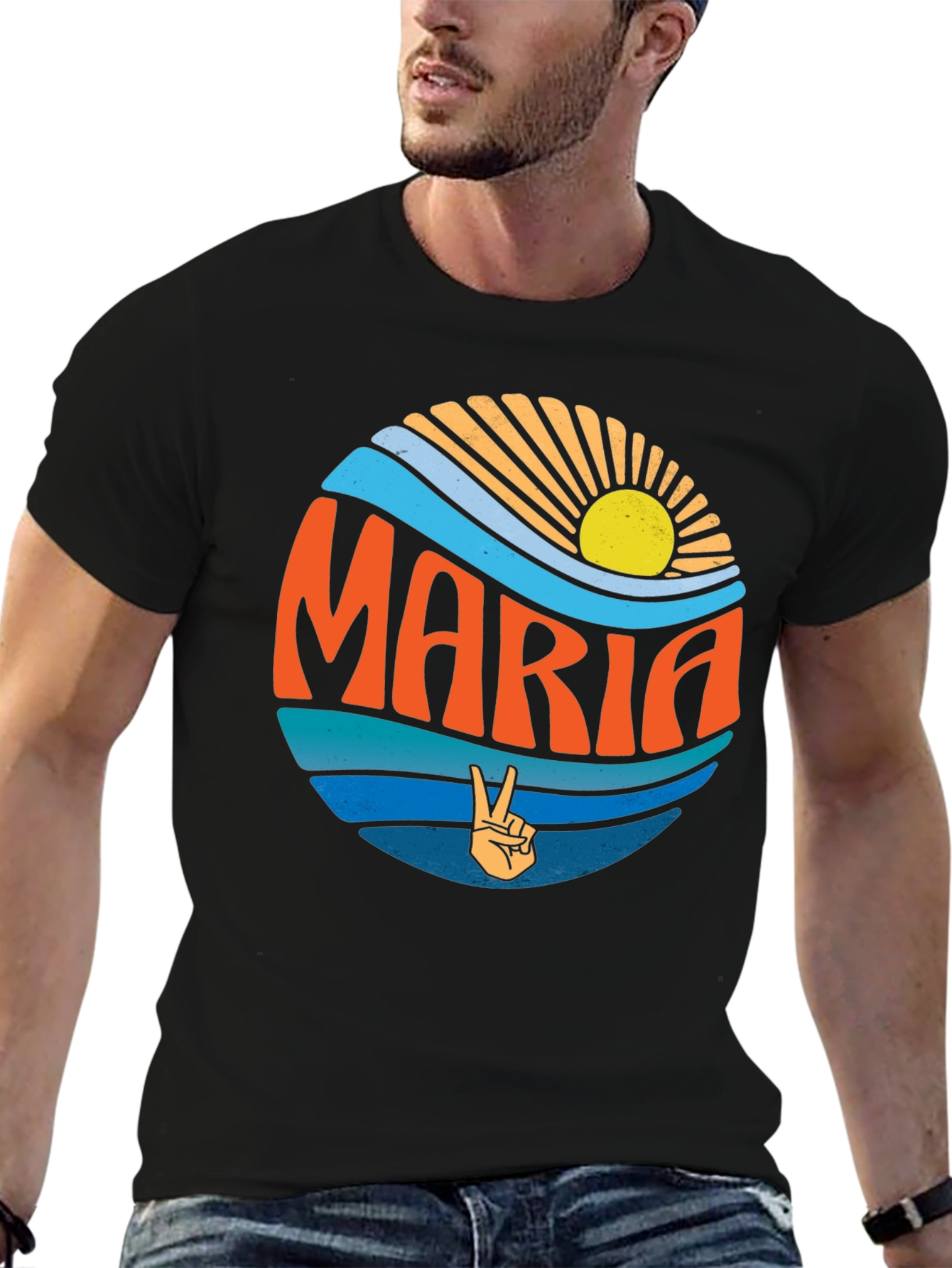 Maria Peace Sign Graphic T-Shirt - Retro Style