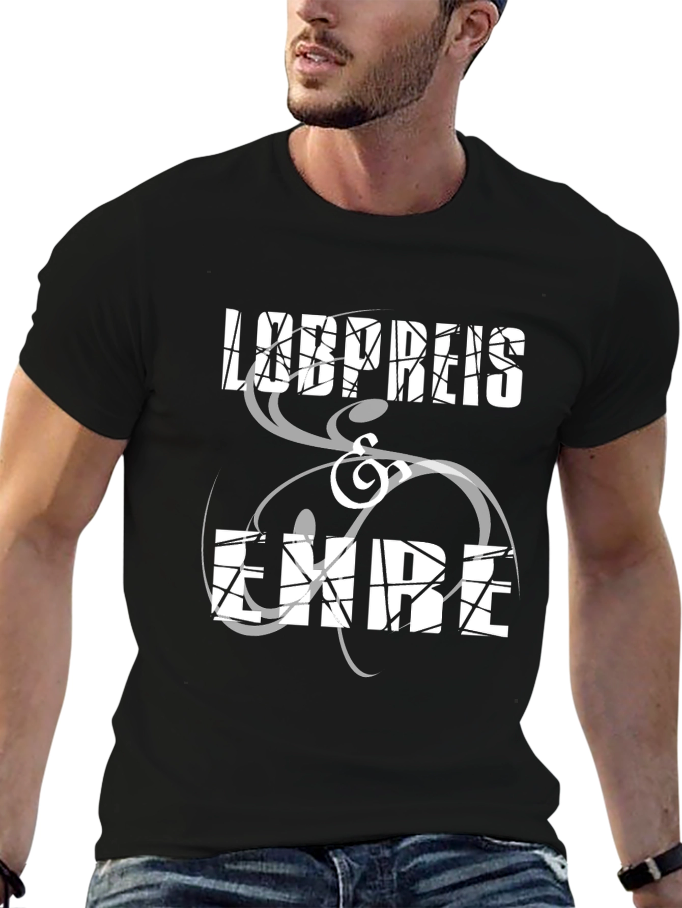 Abstract Text Print Black Tee