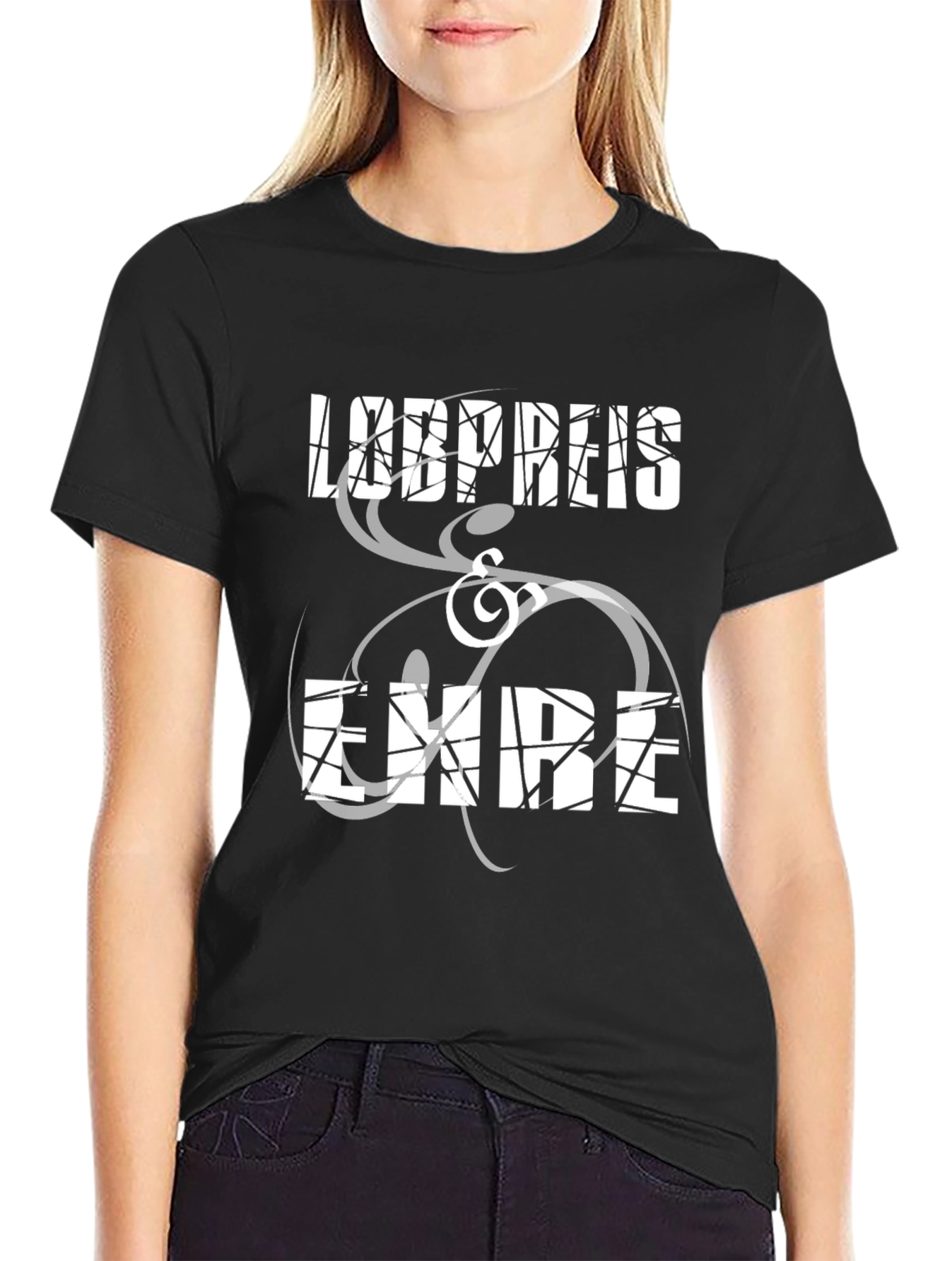 Abstract Text Print Black Tee
