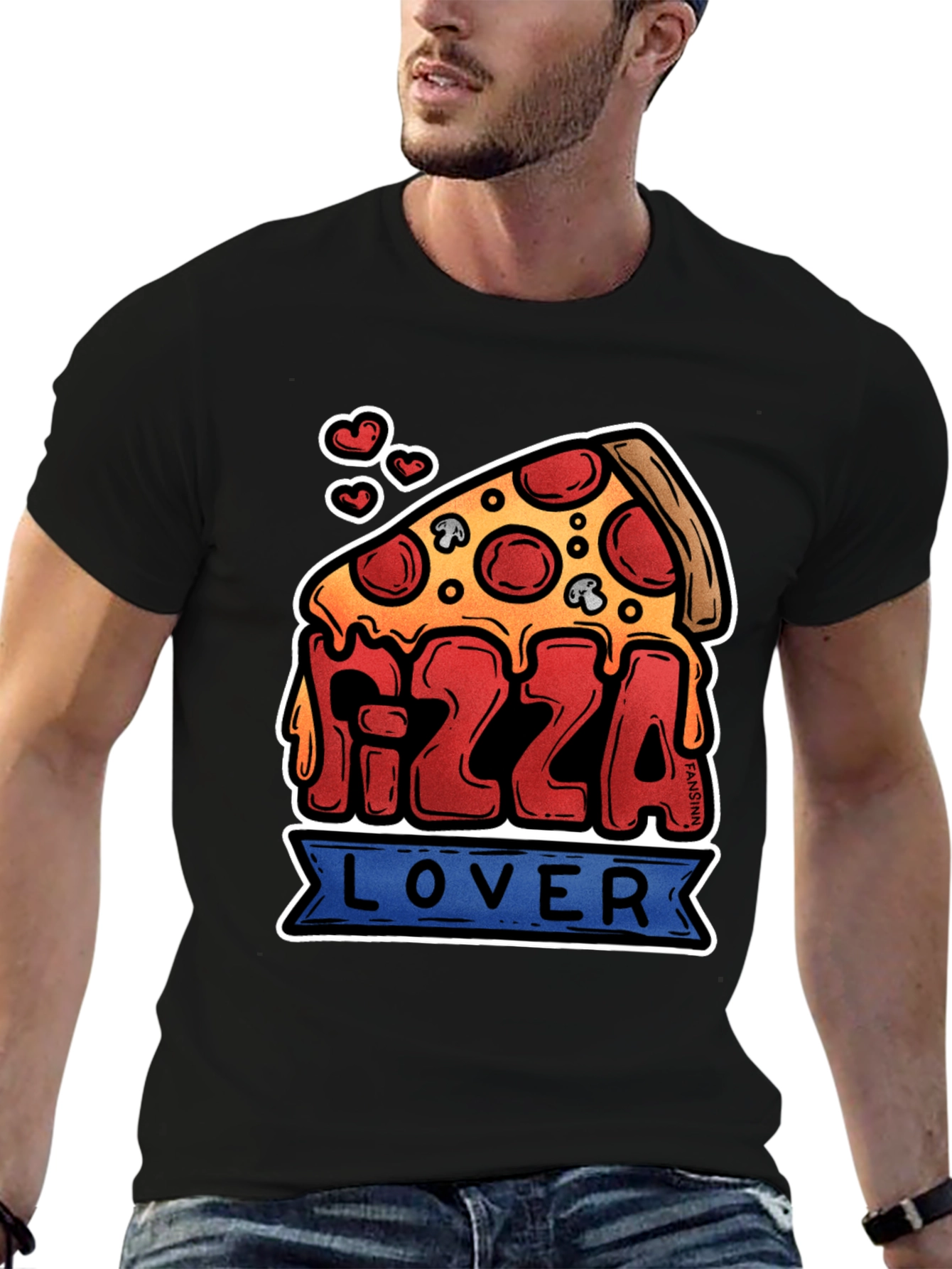 Pizza Lover Graphic T-Shirt - Black Cotton Tee