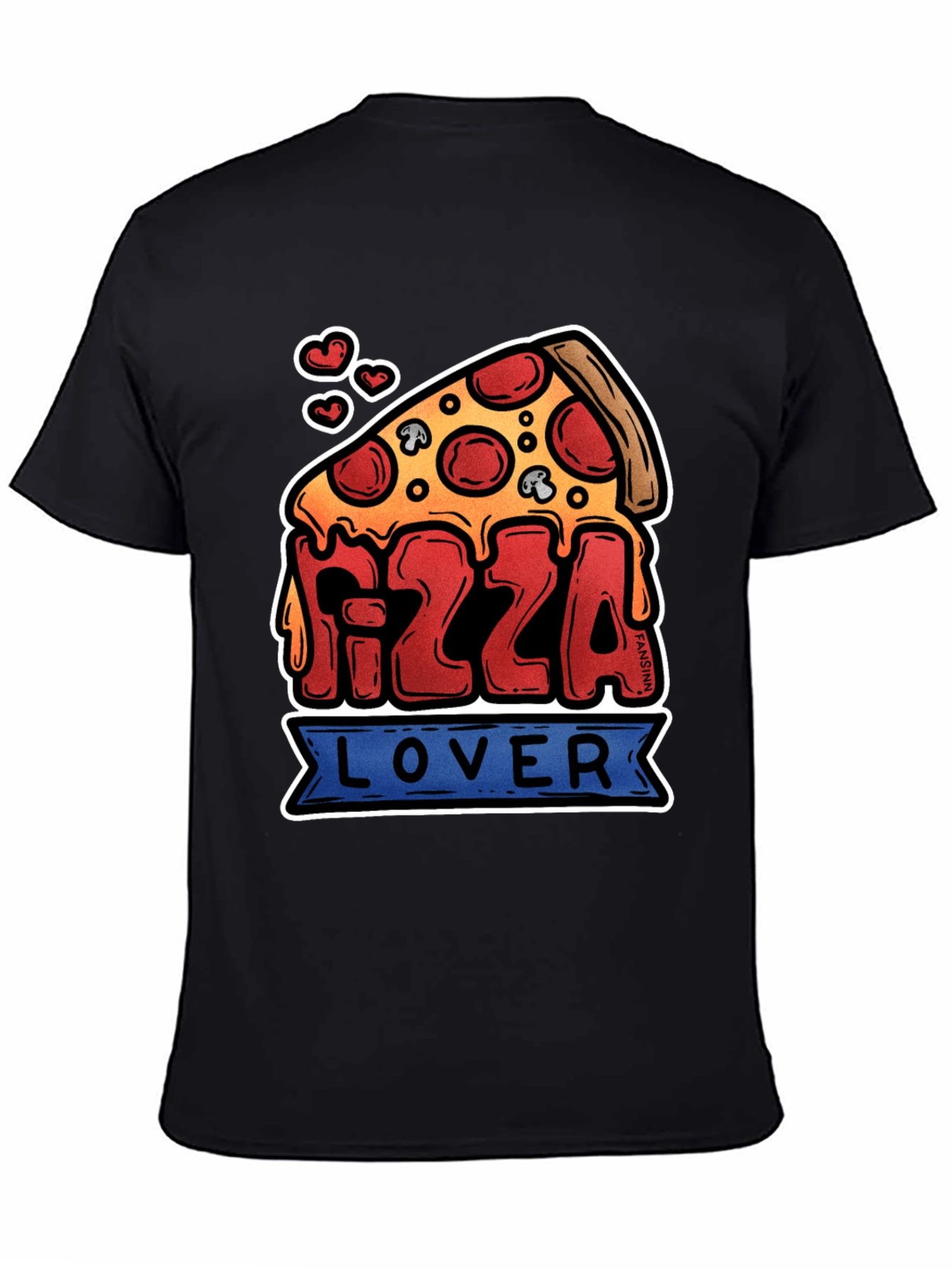 Pizza Lover Graphic T-Shirt - Black Cotton Tee