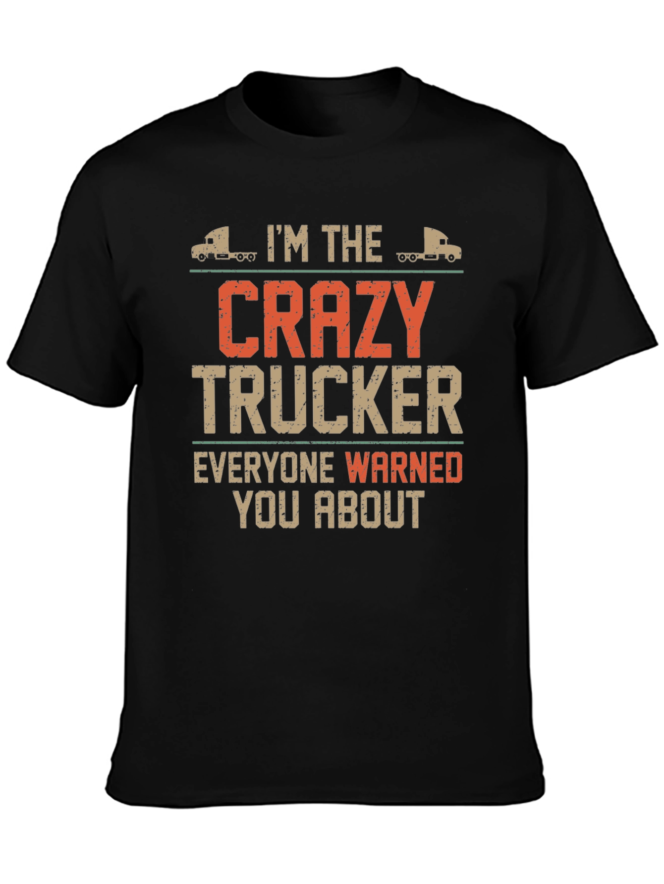 Crazy Trucker Graphic Tee - Black Cotton Blend