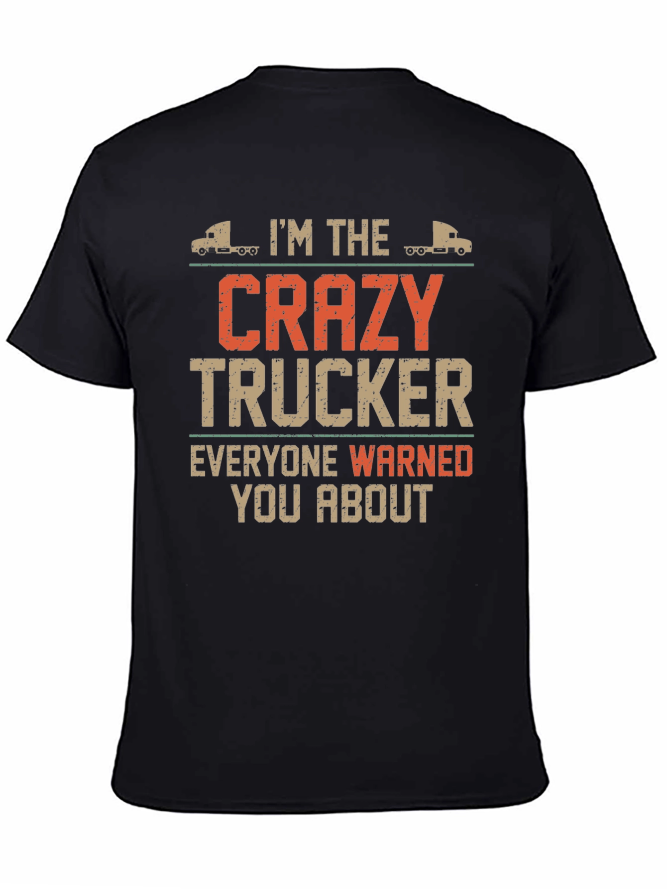 Crazy Trucker Graphic Tee - Black Cotton Blend