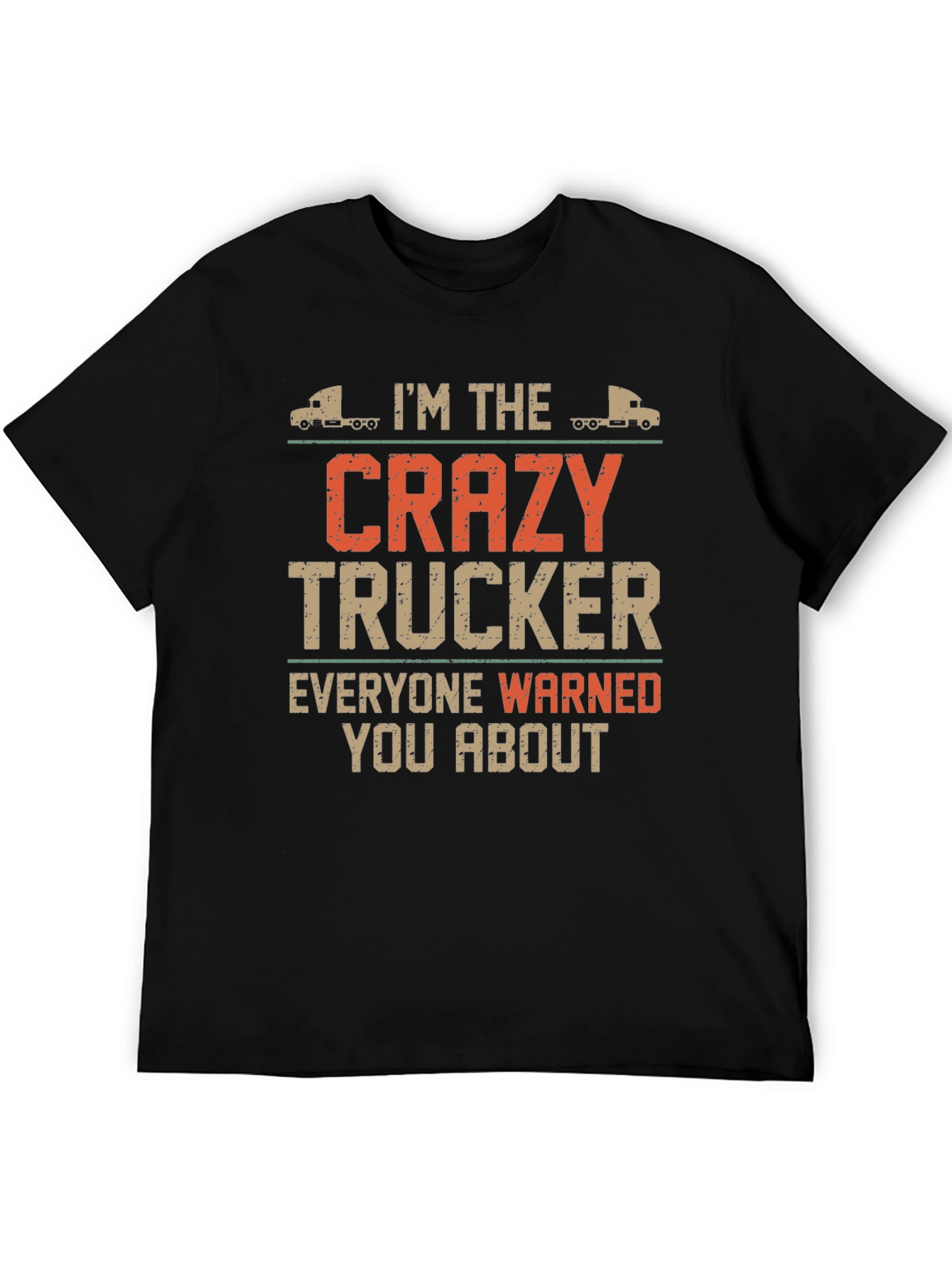 Crazy Trucker Graphic Tee - Black Cotton Blend