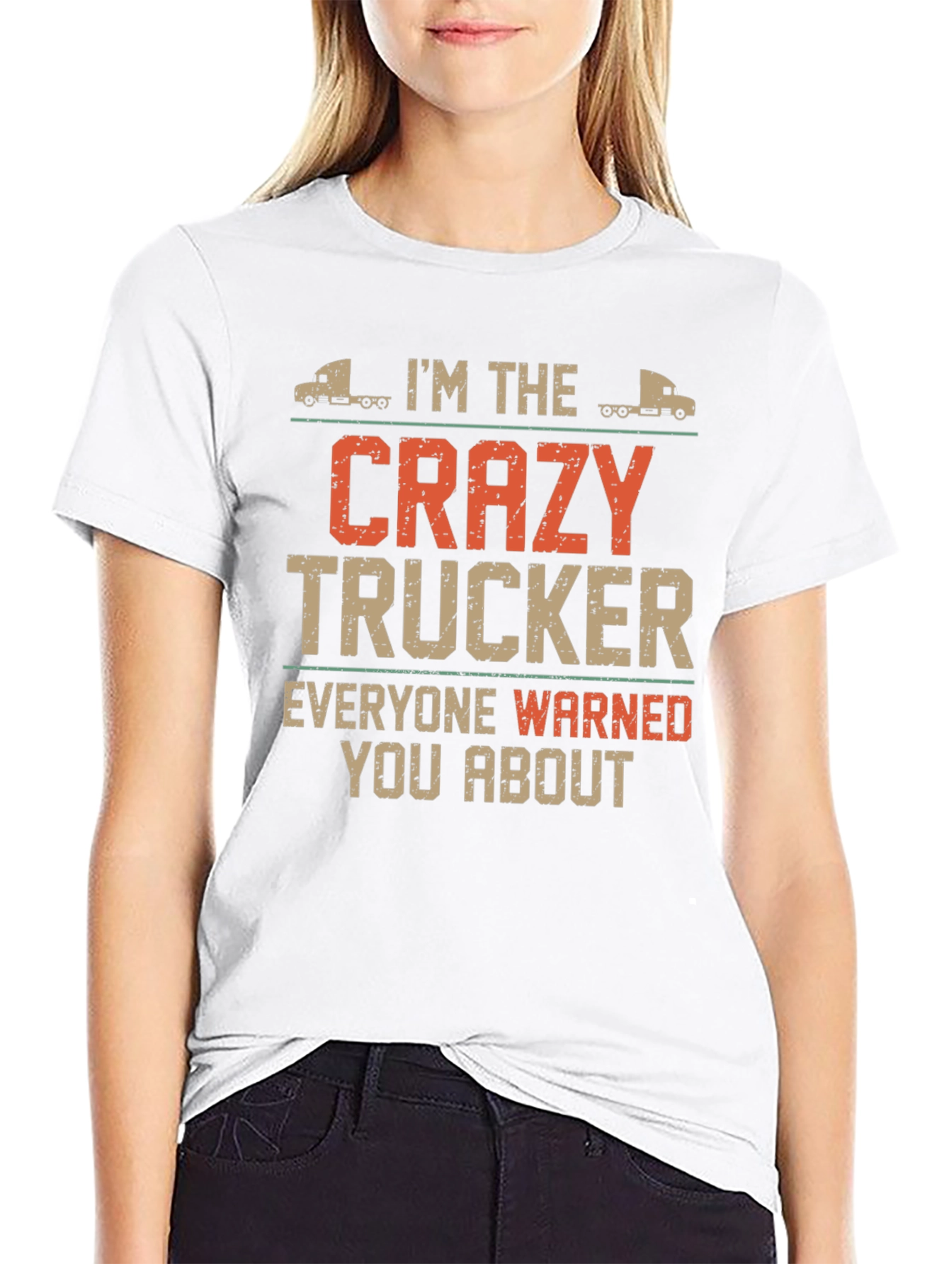 Crazy Trucker Graphic Tee - Black Cotton Blend